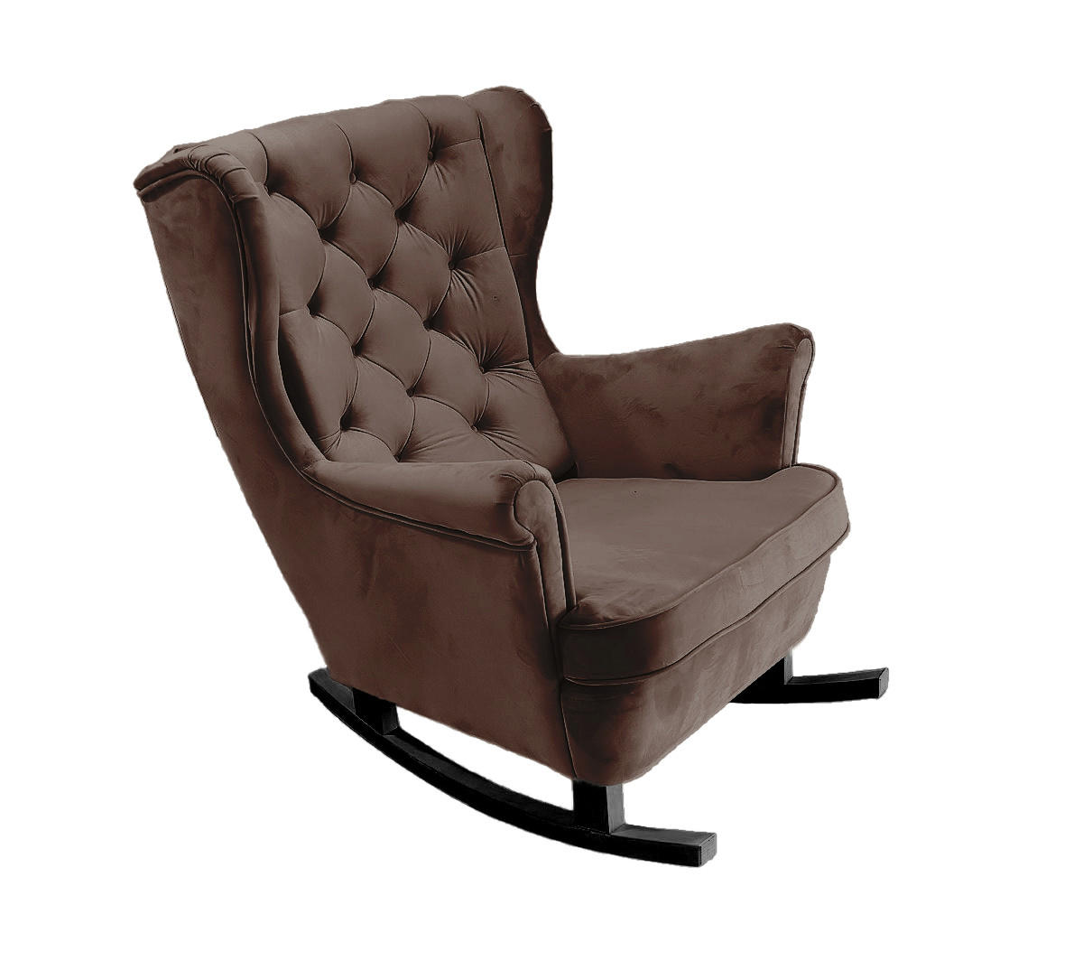 SCHAUKELSESSEL mit gepolstertem Sitz und Armlehnen, 102x81x95 cm, Braun_29815 - Dunkelbraun/Schwarz, Holz/Textil (81/102/95cm) - DomoHome