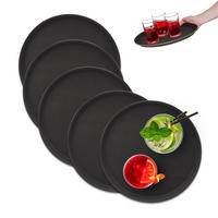 5xSERVIERTABLETT - Schwarz, Kunststoff (35/2/35cm) - Relaxdays