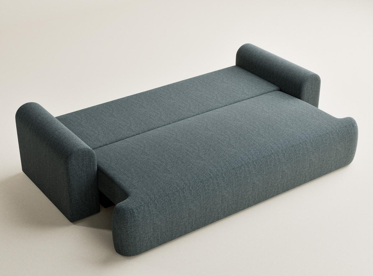 SOFA MIT SCHLAFFUNKTION Toluca Blau Webstoff - Blau/Schwarz, Holz/Holzwerkstoff (247/69/104cm) - Maison de Reve