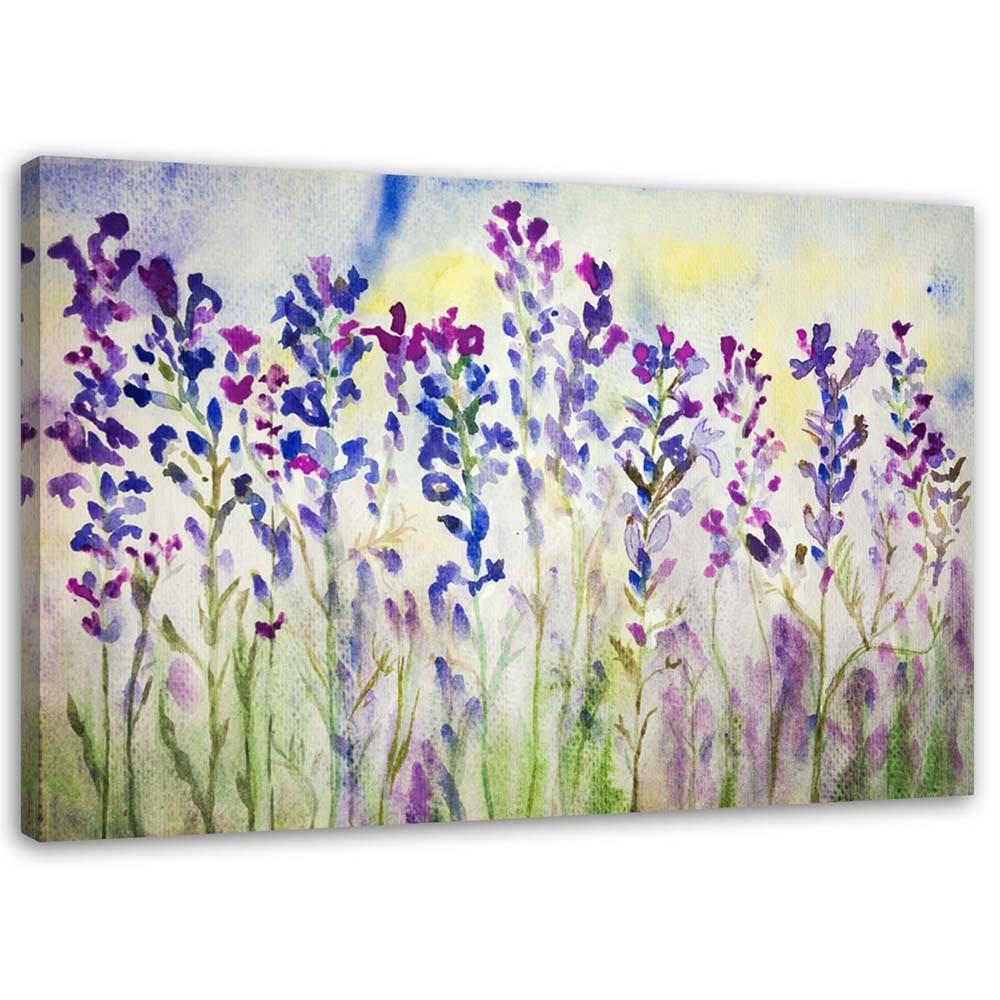 LEINWANDBILD Lila Blumen auf einer Wiese 100x70cm - Lila, Textil (100/70cm) - Feeby
