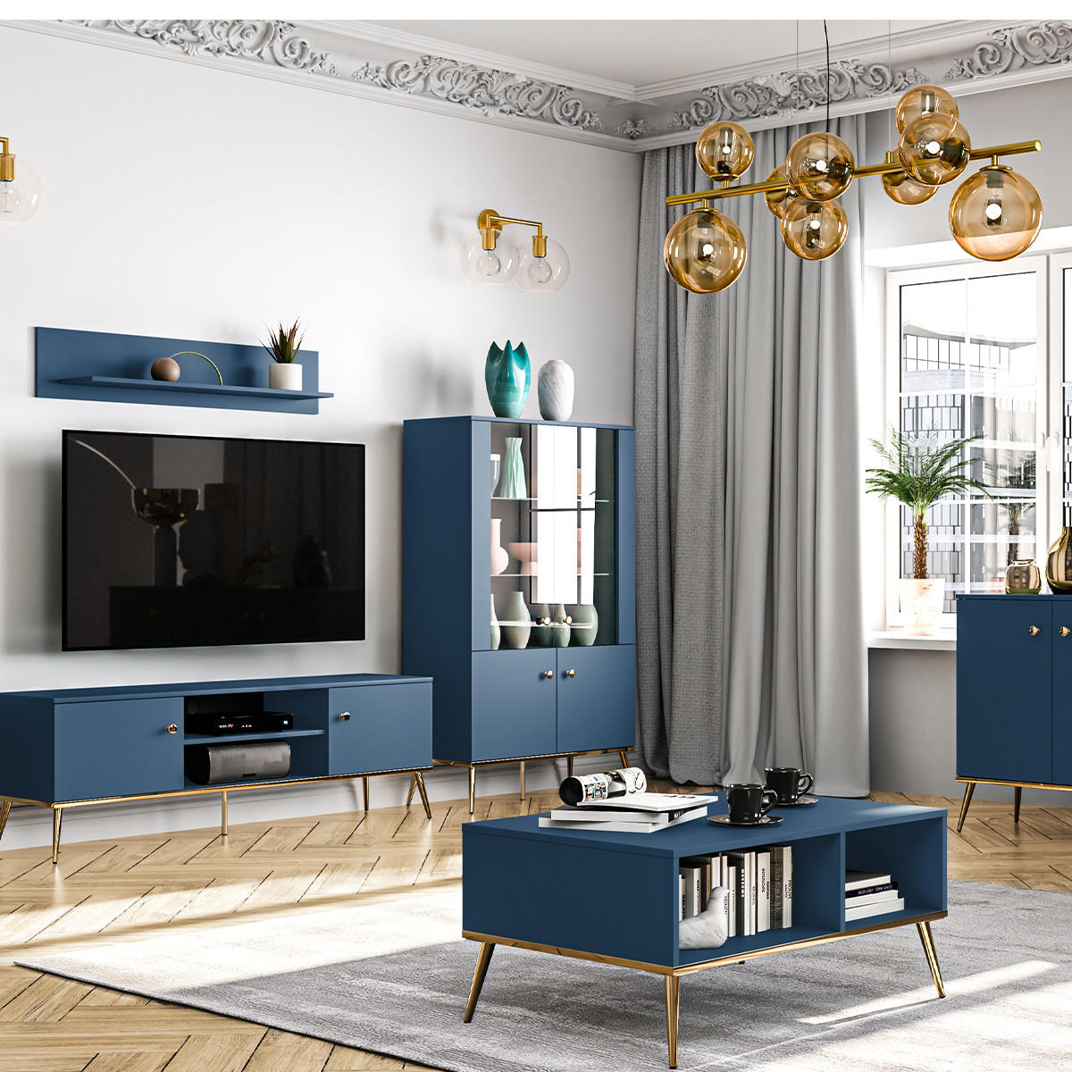 COUCHTISCH Thalia Blau - Blau, Holzwerkstoff (60/90/42cm) - Petits-meubles