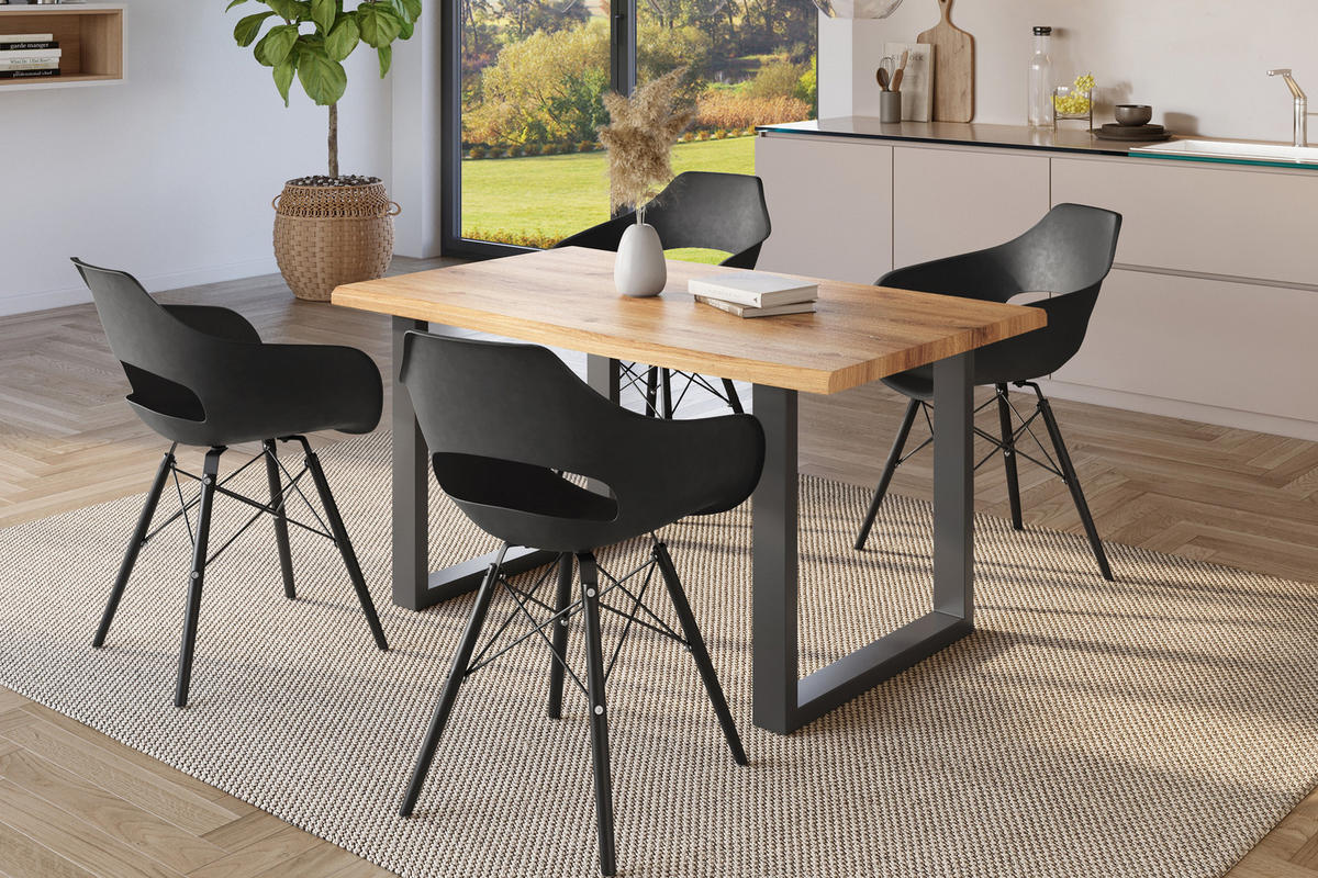 ESSTISCH JULIUS U - Wildeiche/Eichefarben, Holz (80/140/77cm) - SAM