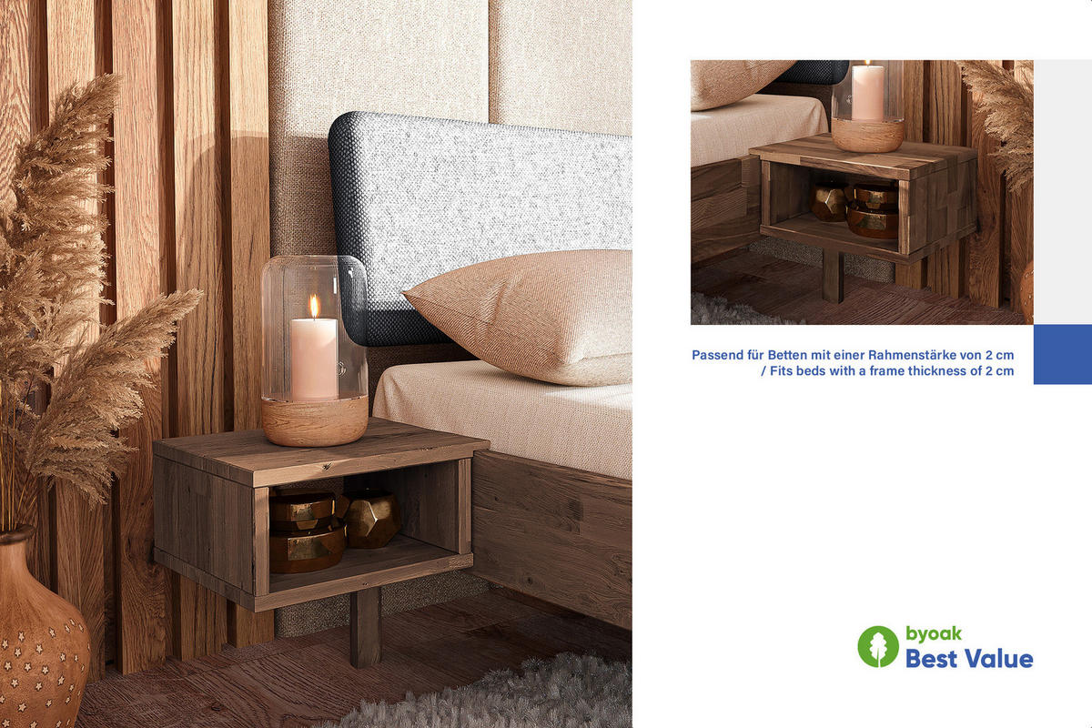 NACHTTISCH 2er Set PENNY Wildeiche - Wildeiche, Holz (34/17/30cm) - byoak