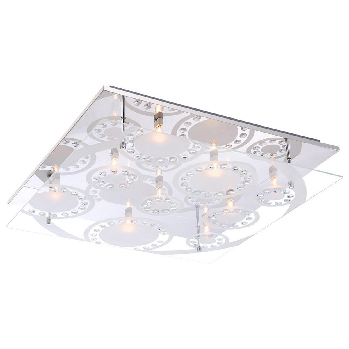 LED DECKENLEUCHTE Dianne Silber Chrom - Silberfarben, Glas (50/50/9cm) - Globo Lighting