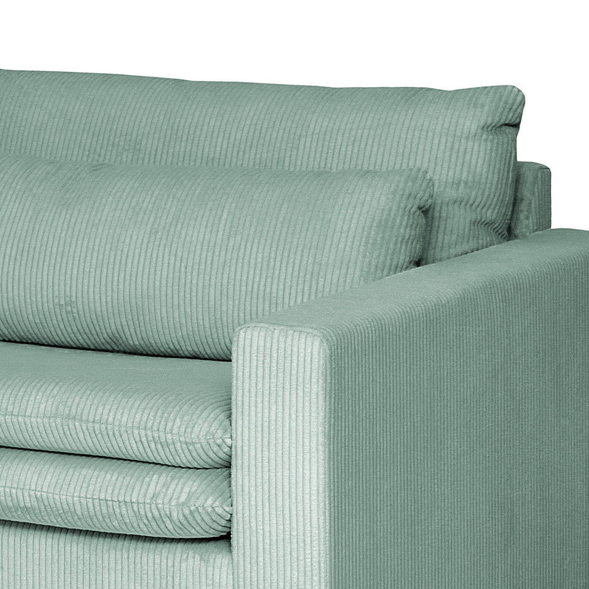 BIGSOFA - Eichefarben/Hellblau, Eichenholz/Textil (240/82/104cm) - home24