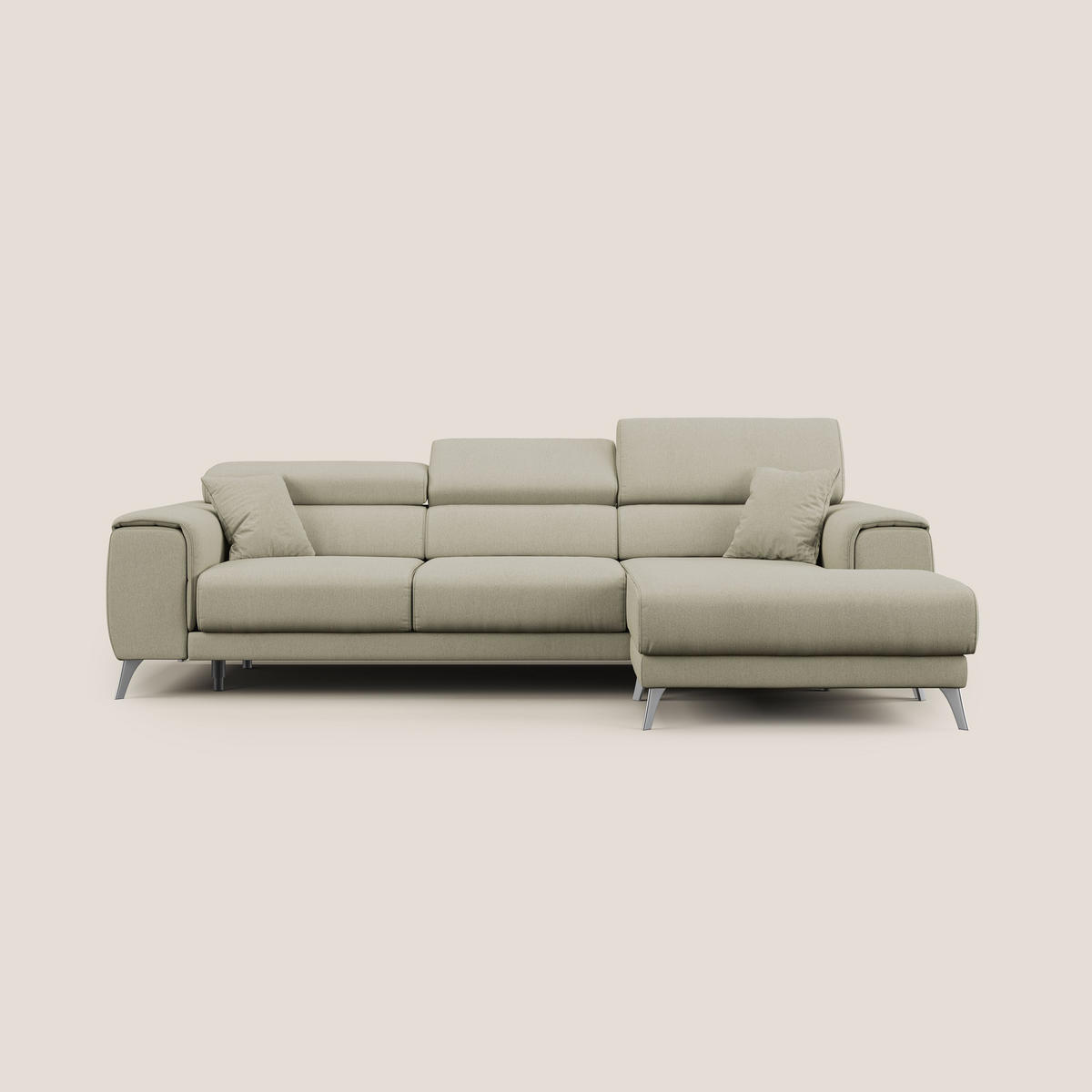 ECKSOFA RECHTS Fusion - Creme, Textil (260/102cm) - Divani.store