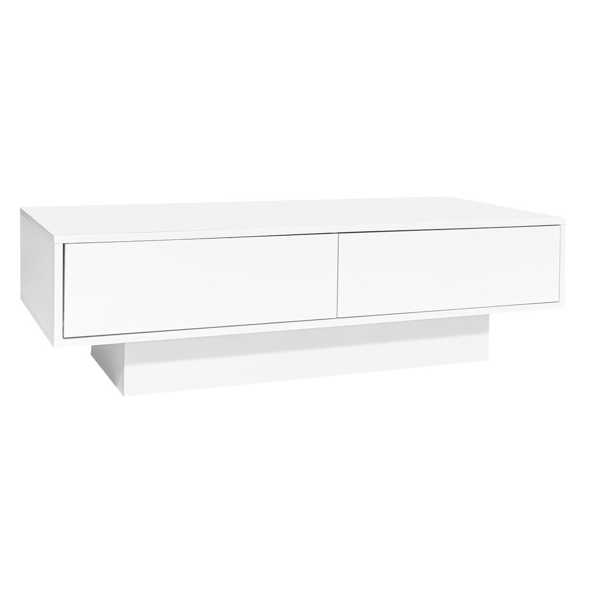 COUCHTISCH Weiß 115/55/34 cm mit LED - Weiß, Holzwerkstoff (55/115/34cm) - PANGIVO