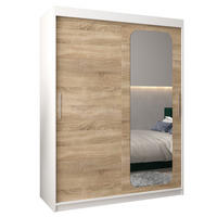 SCHWEBETÜRENSCHRANK 200/150/62 2-türig - Silberfarben/Weiß, Holz/Kunststoff (150/200/62cm) - Abiks Möbel