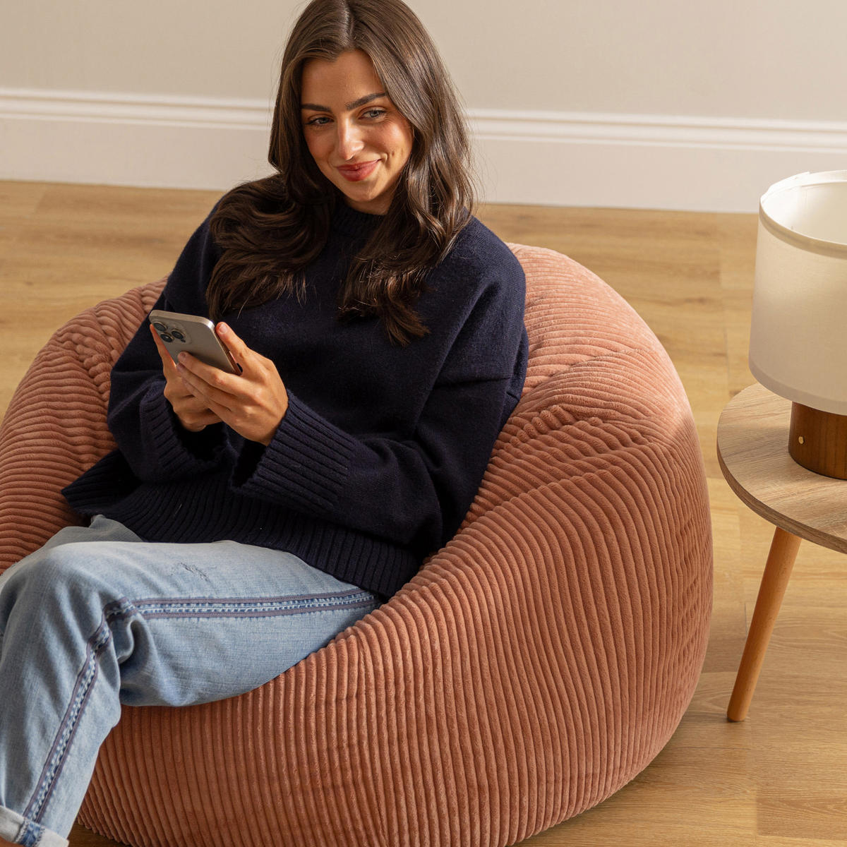 SITZSACK Klassisch Kingston, Cord - Pink, Textil (85/50/85cm) - icon