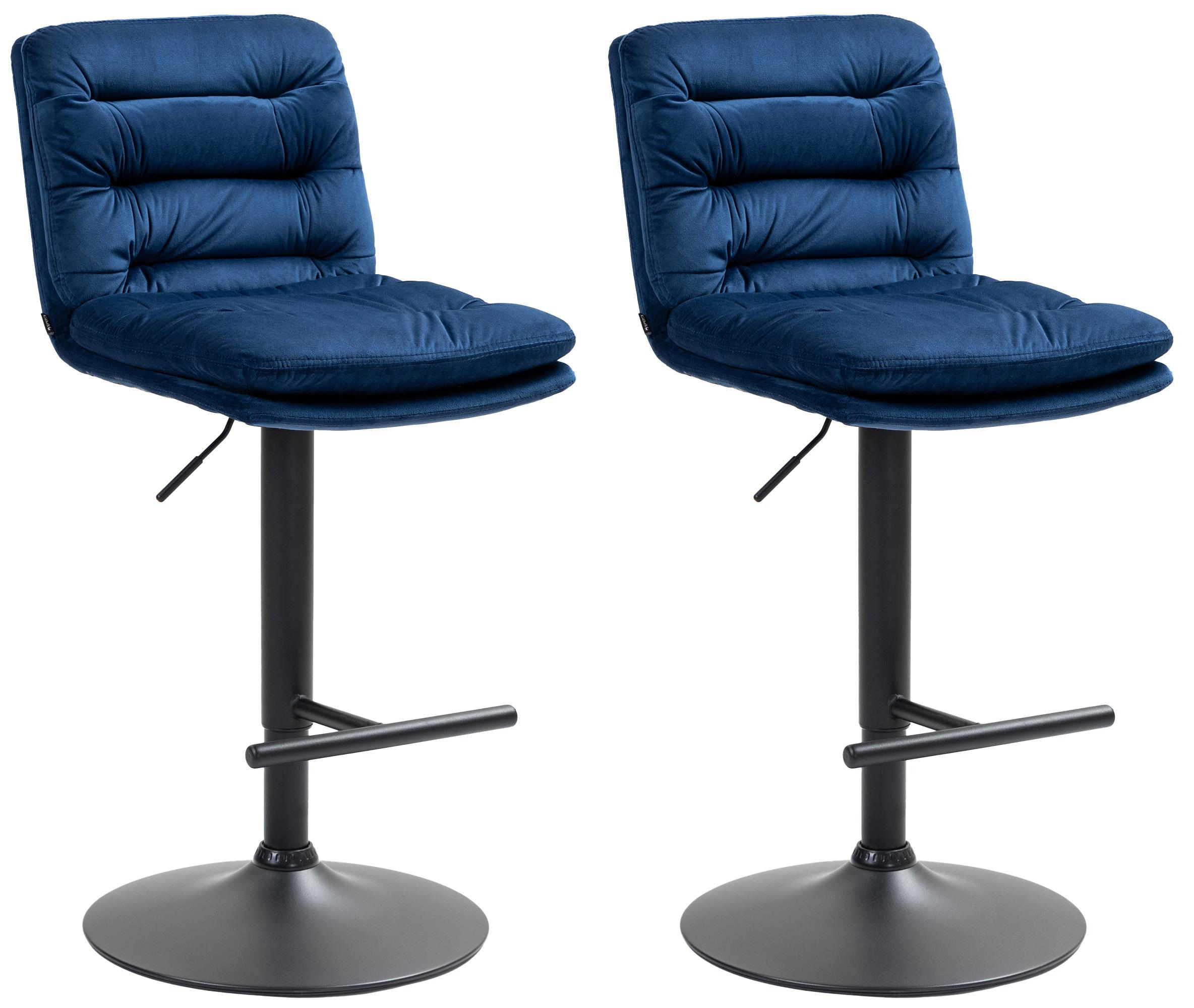 BARHOCKER 2er Set Samt blau - Blau/Schwarz, Textil/Metall (42/94/56cm) - CLP