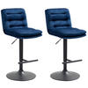 BARHOCKER 2er Set Samt blau - Blau/Schwarz, Textil/Metall (42/94/56cm) - CLP