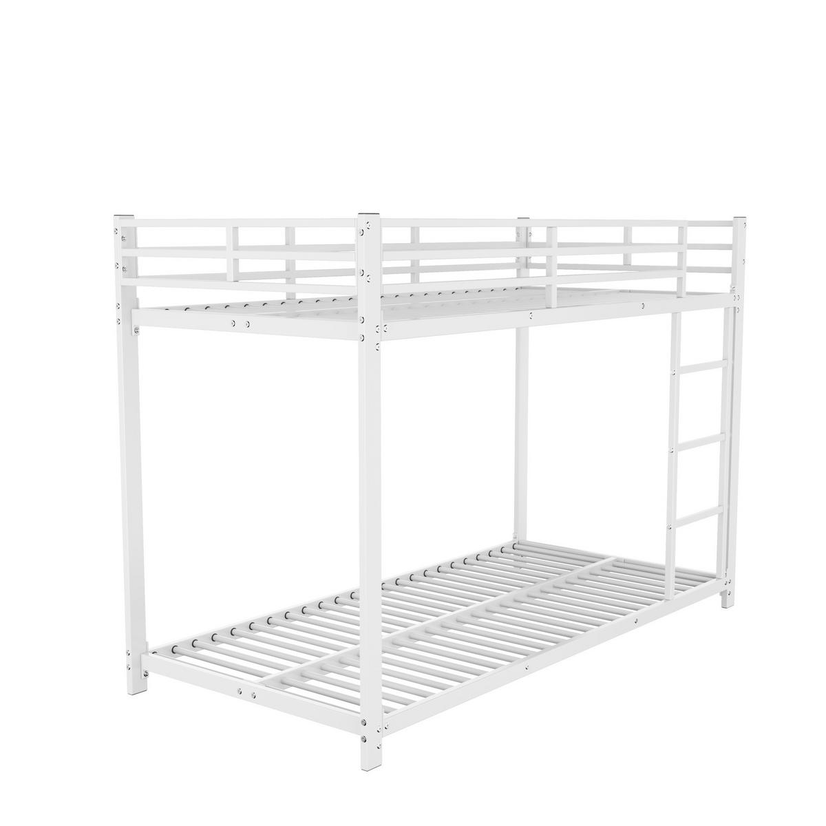 ETAGENBETT 90/200 cm Weiß aus Metall für Kinder mit Sicherheitsleisten - Weiß, Metall (90/200cm) - Flora Grace