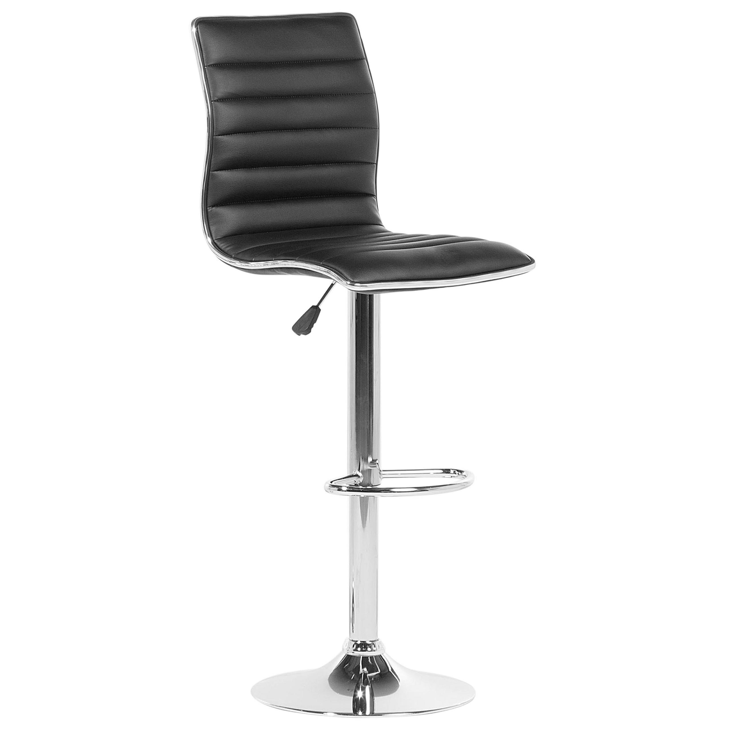 BARHOCKER 2er-Set Kunstleder Schwarz Lucerne - Schwarz, Textil/Metall (40/116/39cm) - Beliani