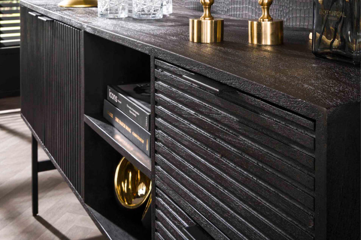 SIDEBOARD LORCA Schwarz Holz - Schwarz, Holz/Metall (170/81/40cm) - KAWOLA