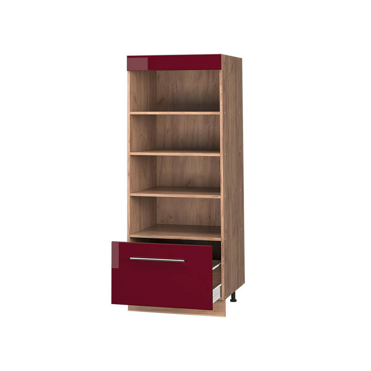 KÖKSHYLLA Fame-Line, Bordeaux högblank/Goldkraft ek, 60 cm - Bordeaux/Honungsek, Träbaserade material (60/153.6/58.1cm) - Vicco