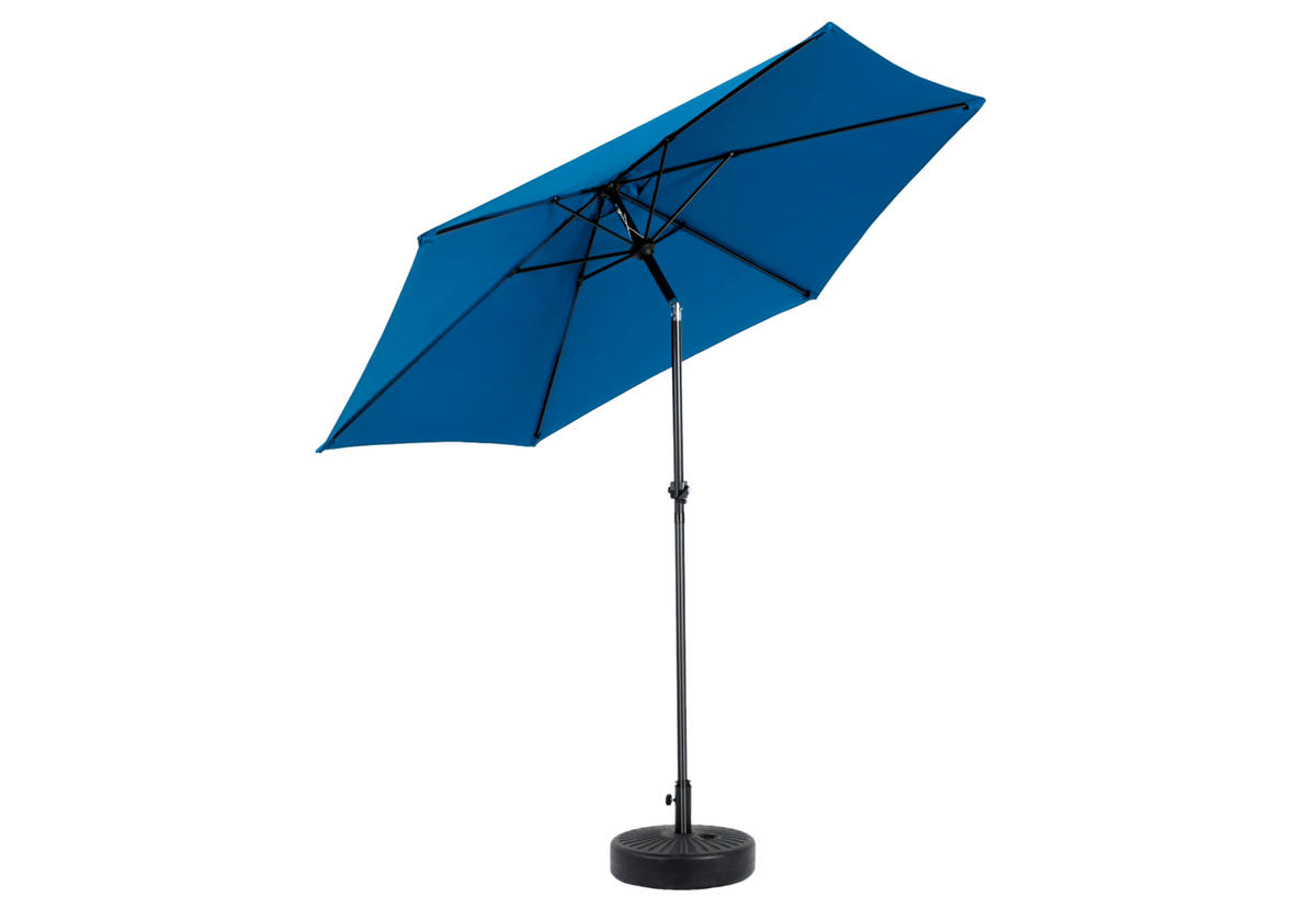 DOPPEL-SONNENSCHIRM aus Polyester 264x264x250 cm in Dunkelblau mit Kurbel & Neigefunktion - Dunkelblau, Metall (264/264cm) - Modfu