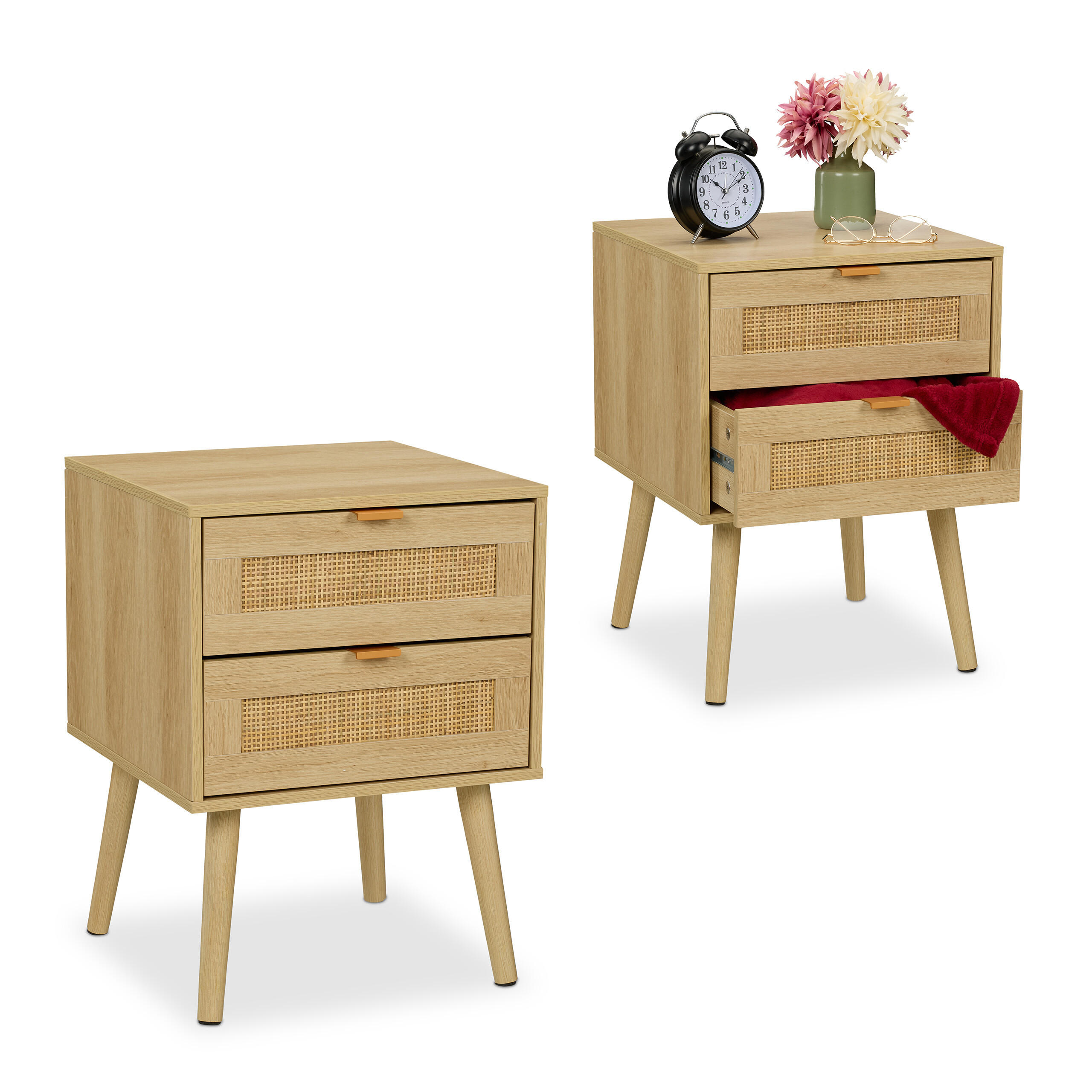 NACHTTISCH - Hellbraun, Holz/Holzwerkstoff (40/55/41.5cm) - Relaxdays