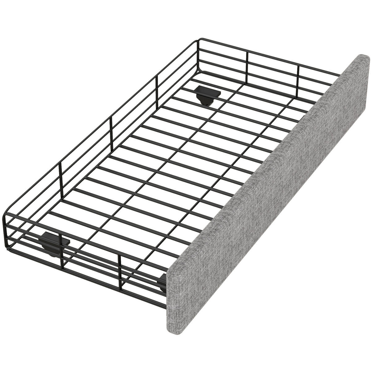 POLSTERBETT aus MDF und Leinen 90x200 cm Grau mit Schubladen und höhenverstellbarem Kopfteil - Grau, Textil (90/200cm) - IVMEU