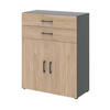 AKTENSCHRANK - 2 Fächer, 2 Schubkästen - Anthrazit/Hickory - Eichefarben, Holzwerkstoff (80/107.2/34.4cm) - Röhr