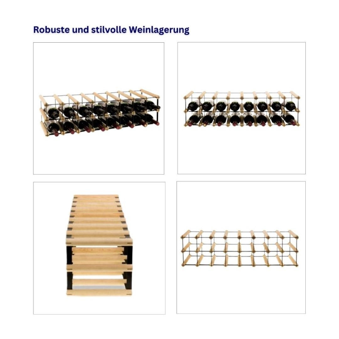 WEINREGAL Vinotega Mod Metal 12,5x82,5x24,5 cm 8x1 Flaschen Massives Kiefernholz Braun Geölt - Braun, Holz (82.5/12.5/24.5cm) - PROREGAL