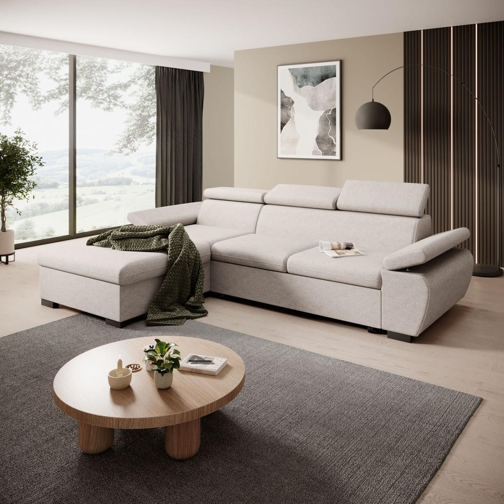 Thumbnail - Beautysofa Eckschlafsofa, Beige, Textil, L-Form,L-Form, 273x191 cm, Wohnzimmer, Sofas & Couches, Wohnlandschaften, Eckso...