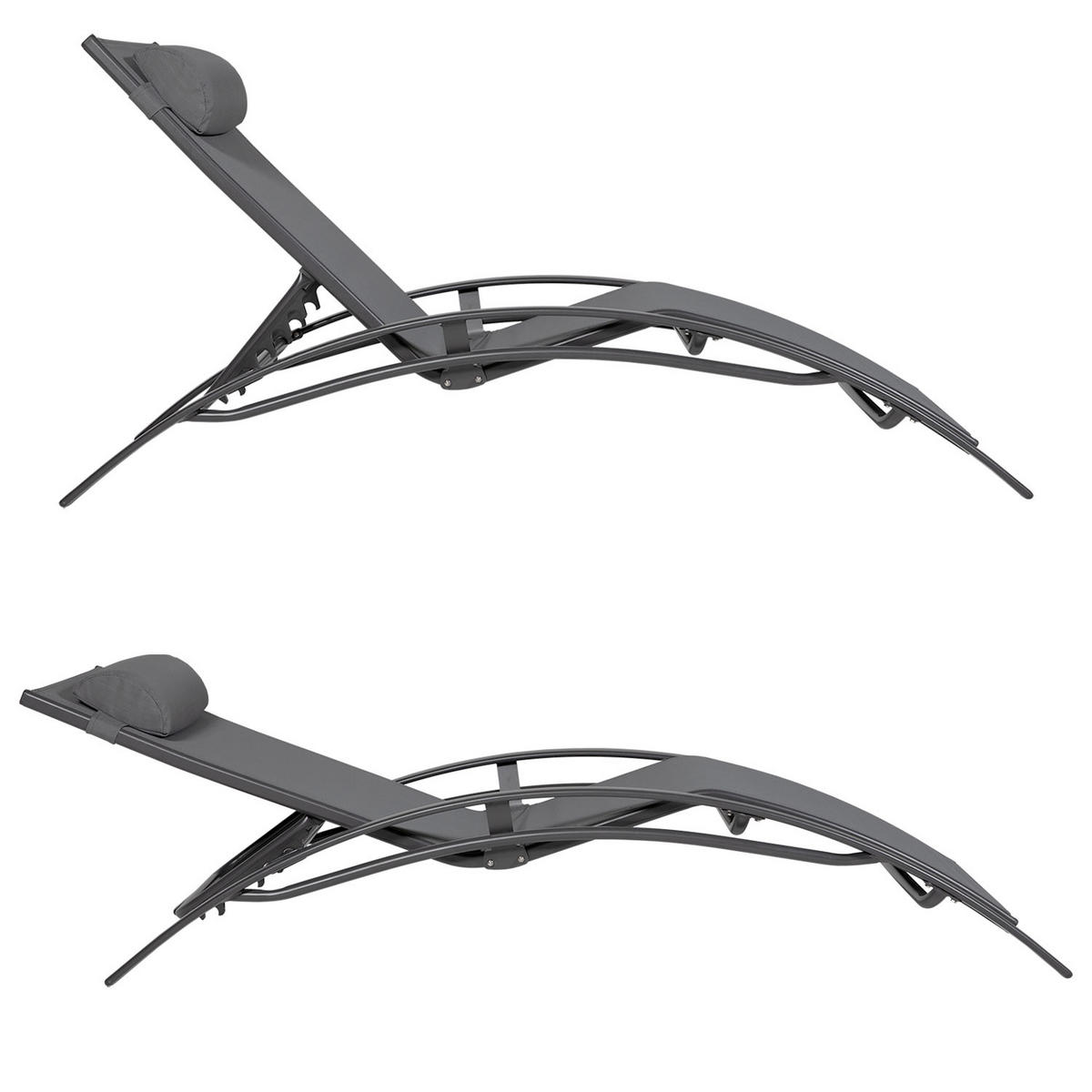 LIEGEN GALAPAGOS Grau und Anthrazitgrau 2er-Set - Grau, Metall (63/82/173.5cm) - Happy Garden