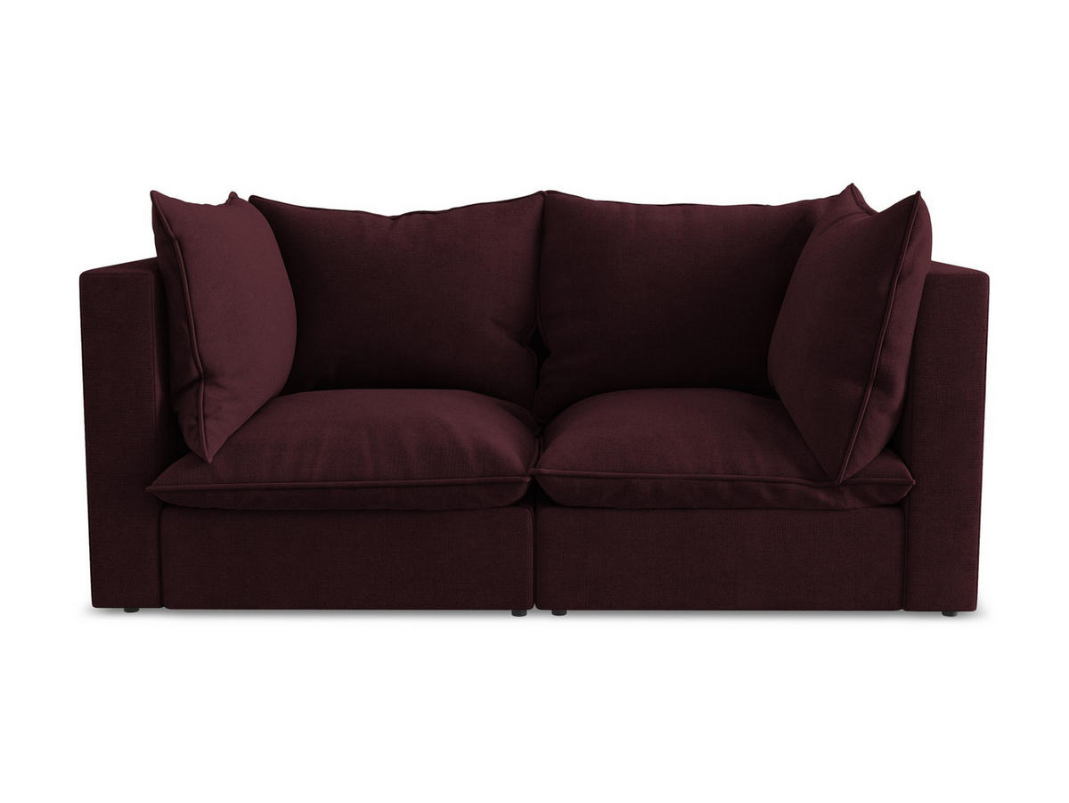 2-SITZER SOFA Strukturstoff Rot - Rotbraun/Schwarz, Holzwerkstoff/Kunststoff (180/77/90cm) - Makamii