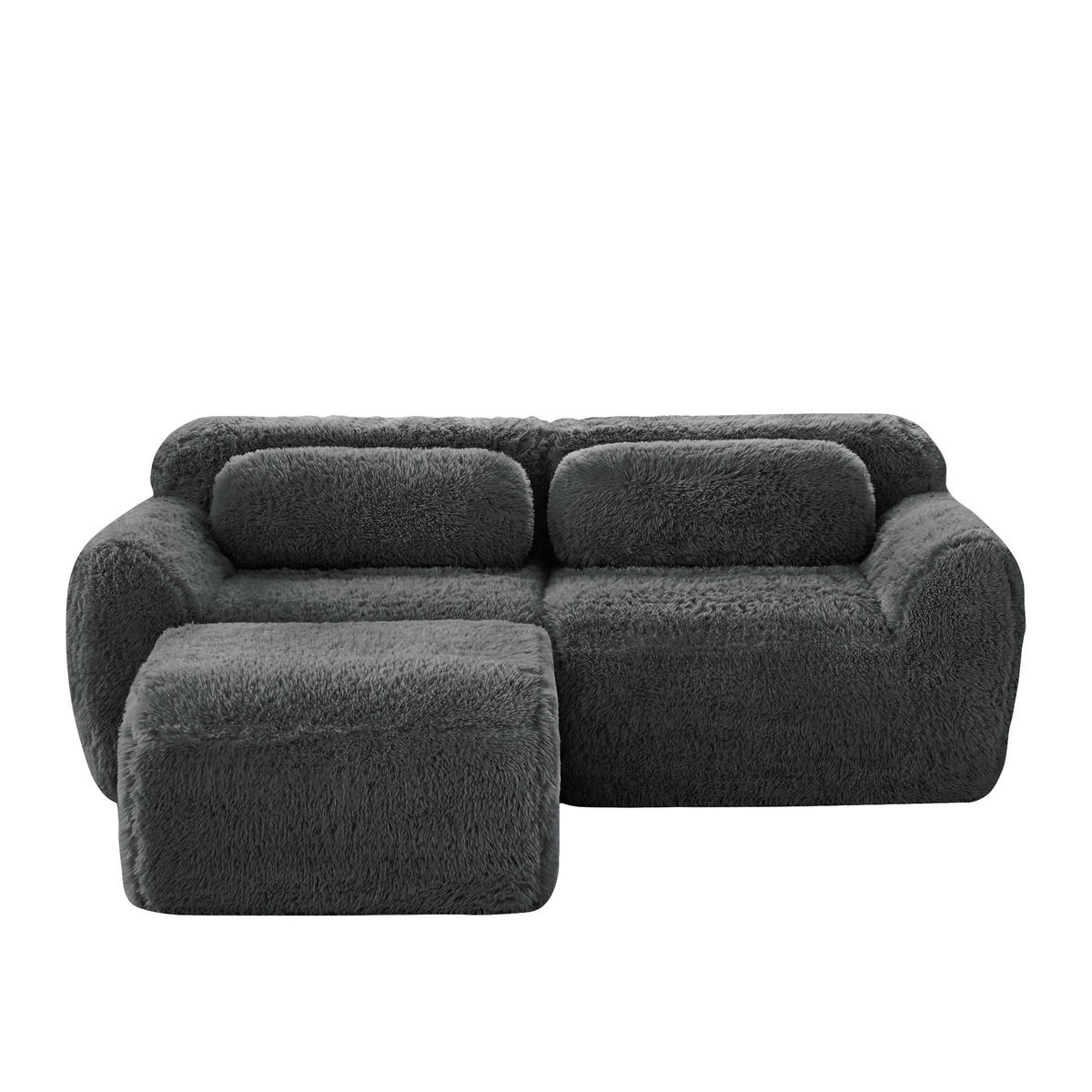 ECKSOFA plüsch grau modular & ohne montage - Grau, Textil (204/179cm) - Urban Meuble