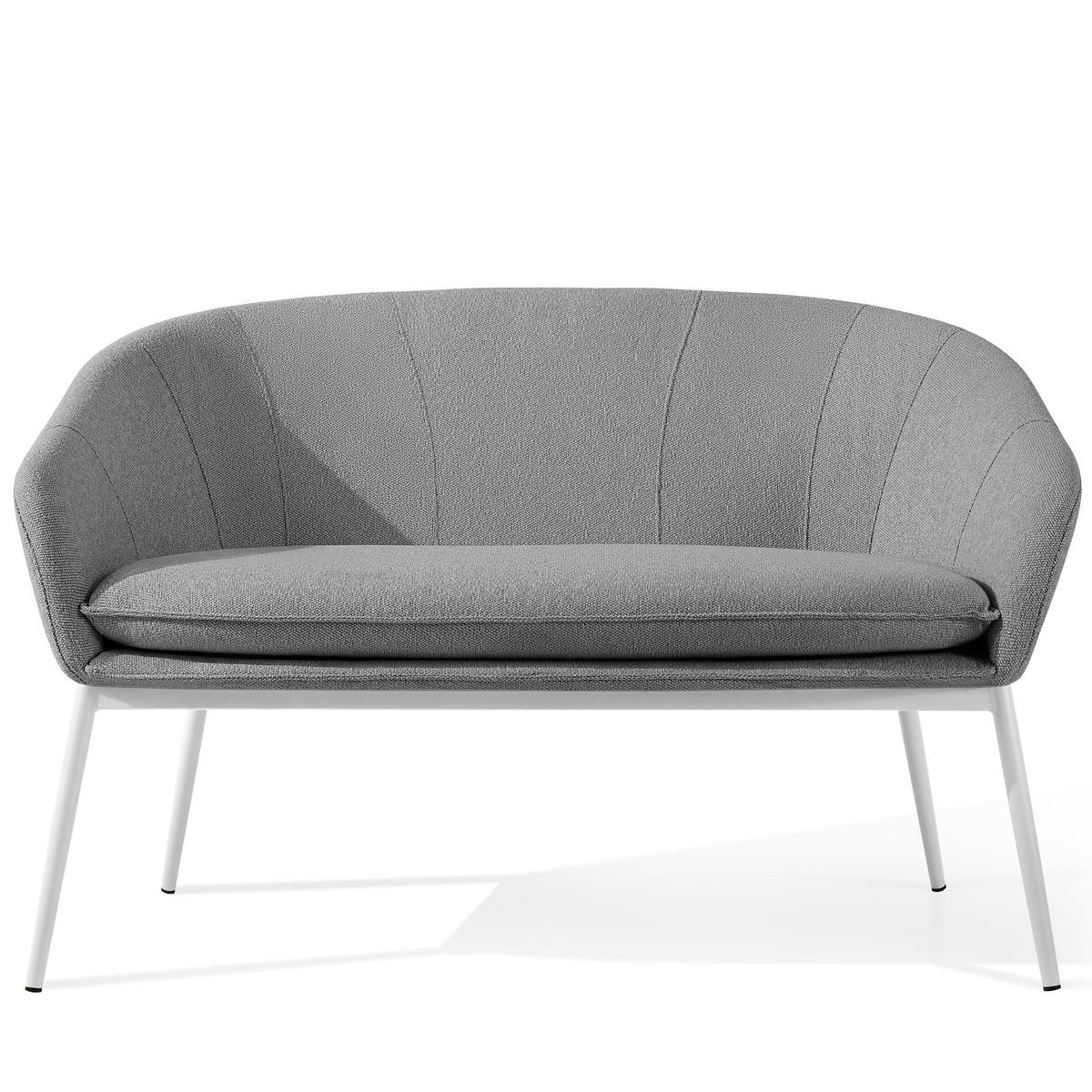 GARTENMÖBELSET SOLIS Gartenlounge-Set, grau/weiß - Grau, Textil/Metall - KONSIMO®