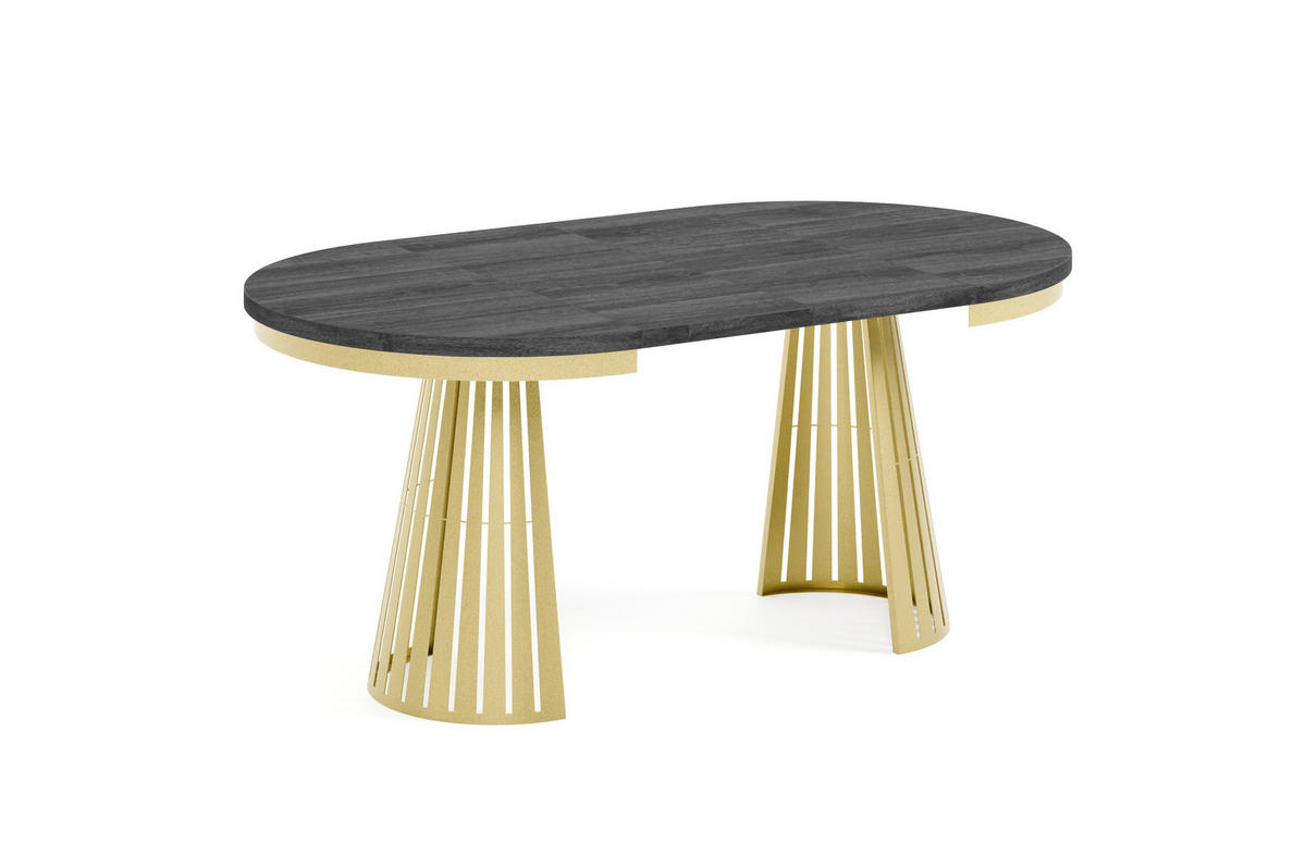ESSTISCH Cone Bis - Anthrazit/Goldfarben, Holzwerkstoff/Metall (100/100/76cm) - Meblini
