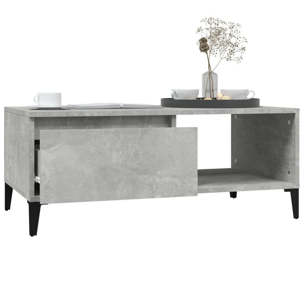 COUCHTISCH Betongrau 90x50x36,5 cm Holzwerkstoff - Grau, Holzwerkstoff (90/50/36.5cm) - furnicato