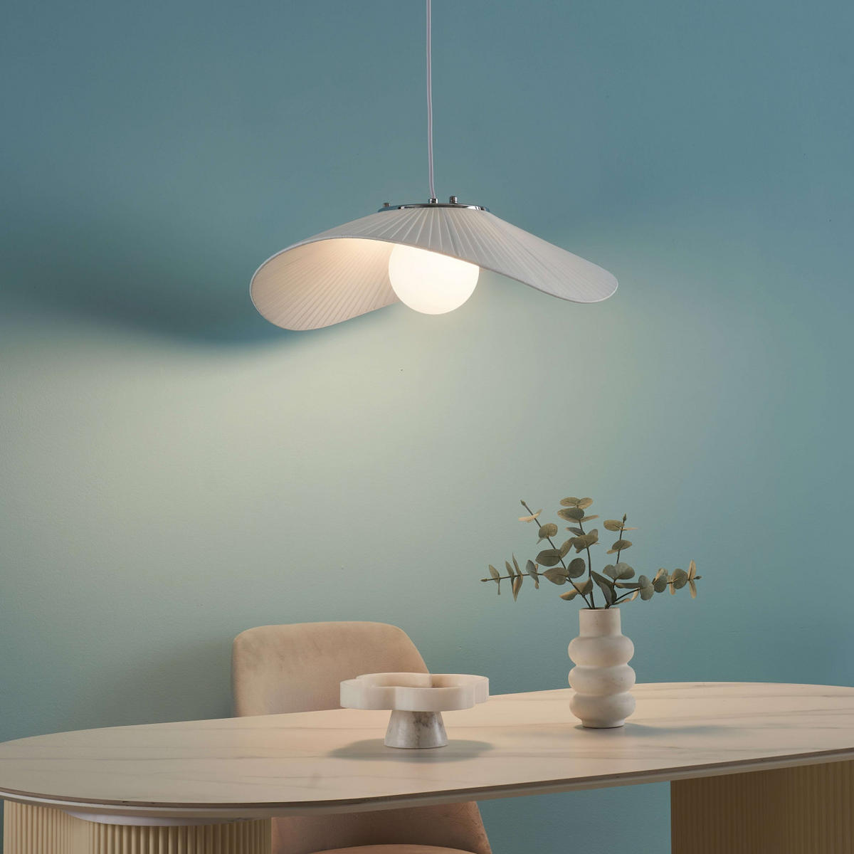 HÄNGELEUCHTE Odalia, Weiß/Silber, 15cm - Silberfarben, Glas (15/50/15cm) - KOSILUM