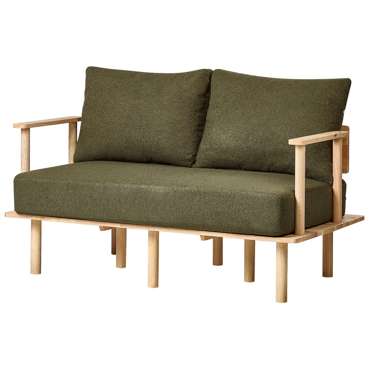 2-SITZER-SOFA Bouclé Dunkelgrün Asker - Braun/Grün, Textil (133/87/74cm) - Beliani