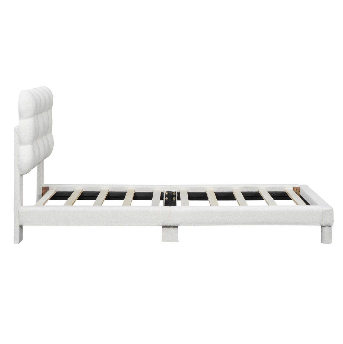 ČALOUNĚNÁ postel 90/200 cm bílá z plyše a MDF s nastavitelným čelem - bílá, textil (90/200cm) - OKWISH