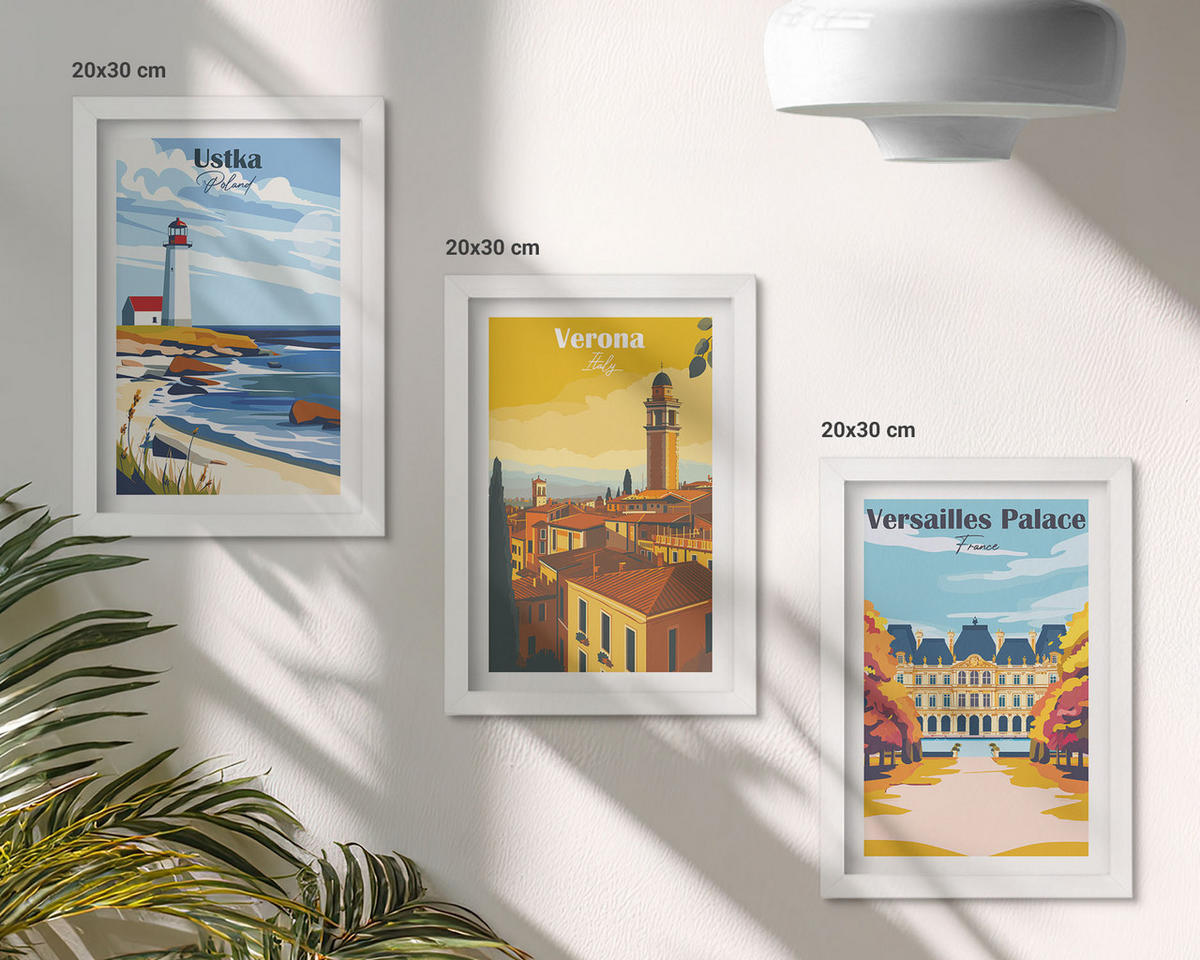 WANDBILDER 3er-Set - 20x30 cm Weißer Rahmen - Ansichten von Orten am Meer und von Städten - Weiß, Kunststoff (20/30cm) - ArtPrintCave