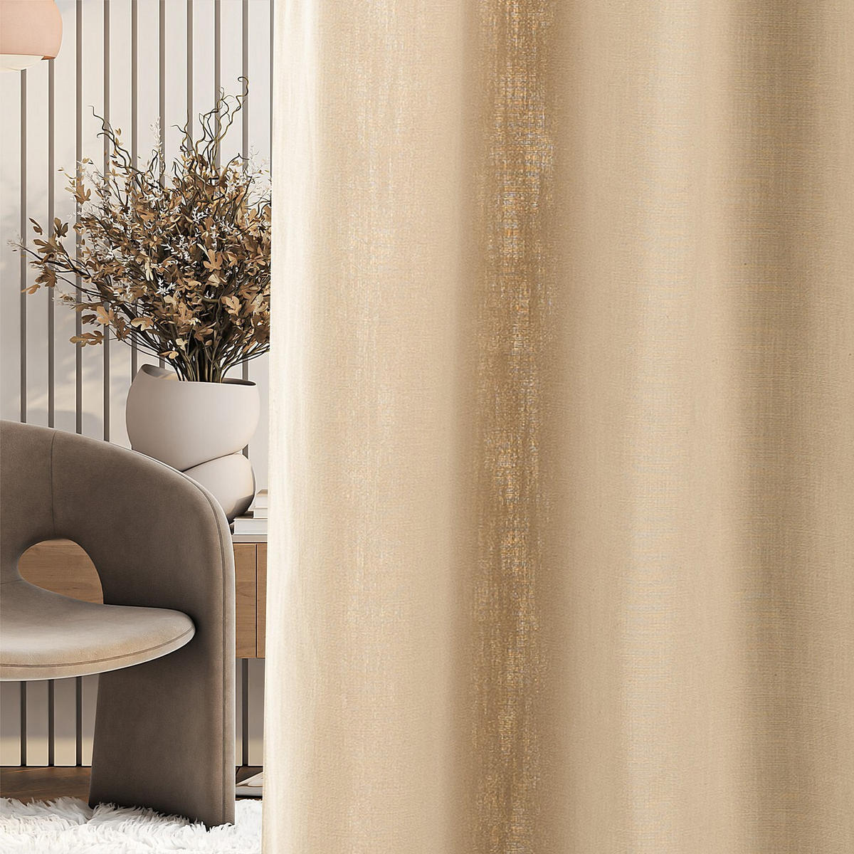 FERTIGVORHANG mit Schlaufenband sand 140 x 280 cm - Sandfarben, Textil (140/280cm) - Dekoria