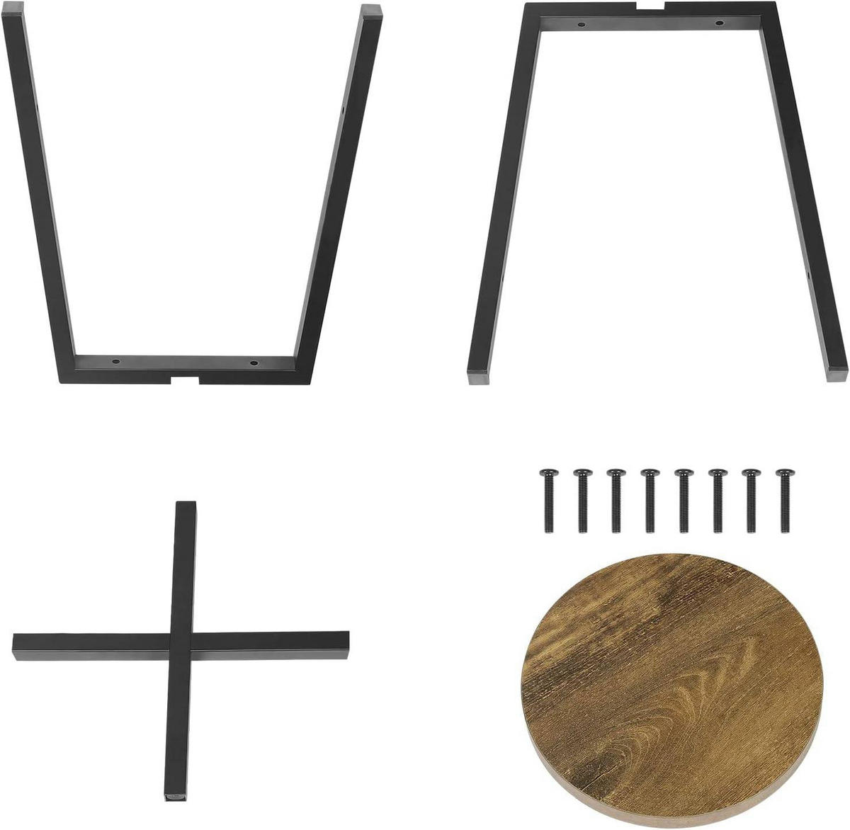 ESSZIMMERSTUHL 2er Set, Küchenstuhl, Vintage-Holzmaserung Schwarz - Dunkelbraun/Schwarz, Holzwerkstoff/Metall (29.5/46/29.5cm) - Woltu