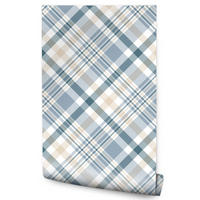 VLIESTAPETE Klassisches Karomuster – Blaugrau, Beige, Weiß – 50x1000 cm - Beige/Blaugrau, Papier (50/1000cm) - Muralo
