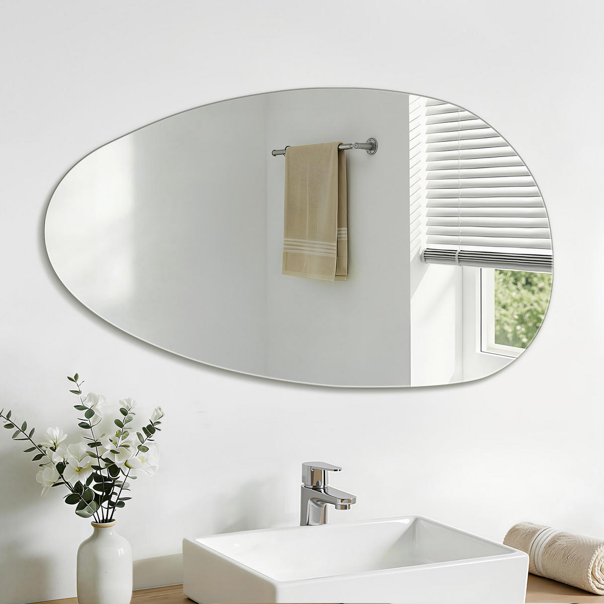 BADEZIMMERSPIEGEL 50/85 cm asymmetrisch ohne Rahmen - Transparent, Glas (50/85/1cm) - S'AFIELINA