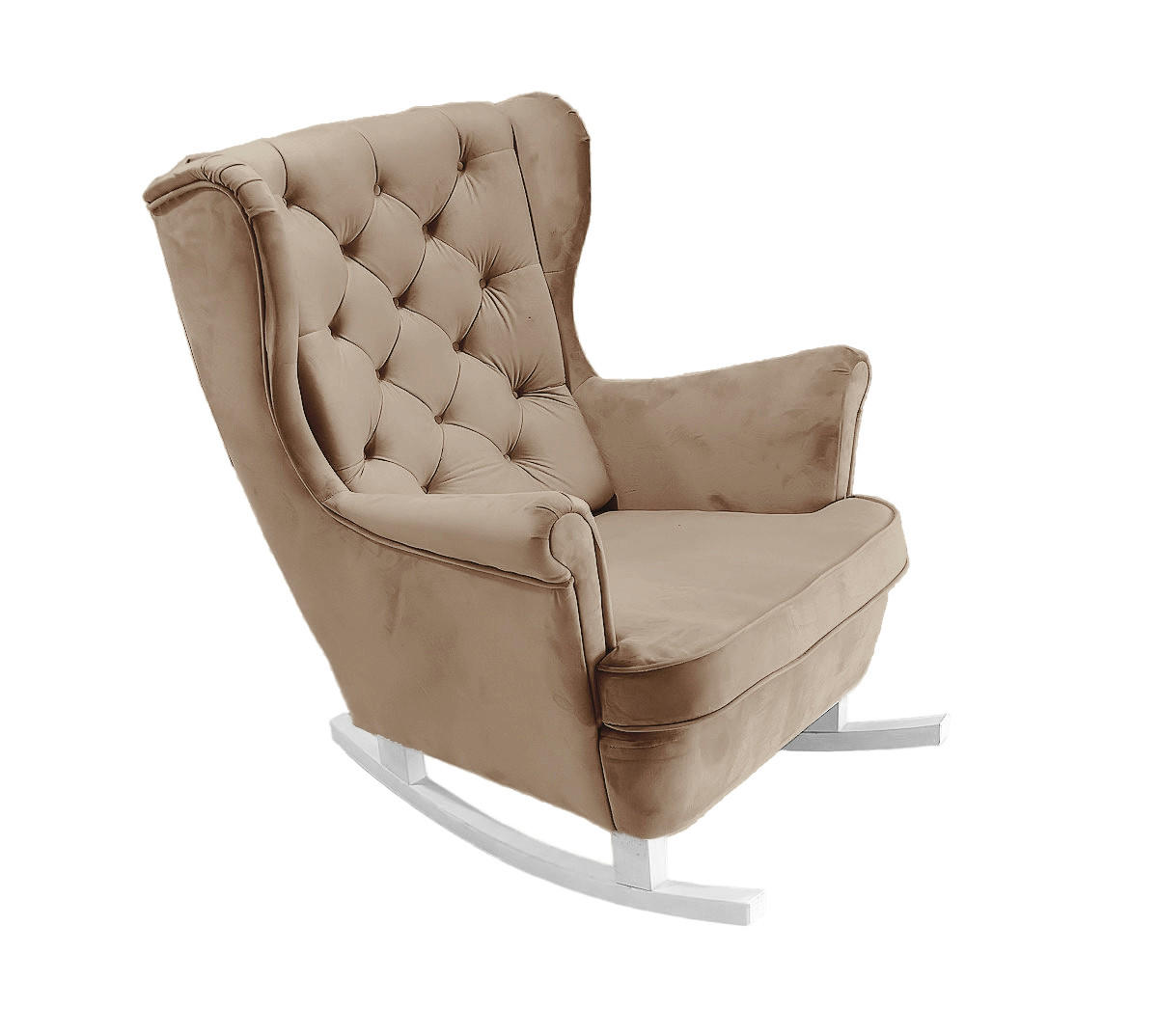 SCHAUKELSESSEL mit gepolstertem Sitz und Armlehnen, 102x81x95 cm, Cappuccino_29810 - Fango/Weiß, Holz/Textil (81/102/95cm) - DomoHome