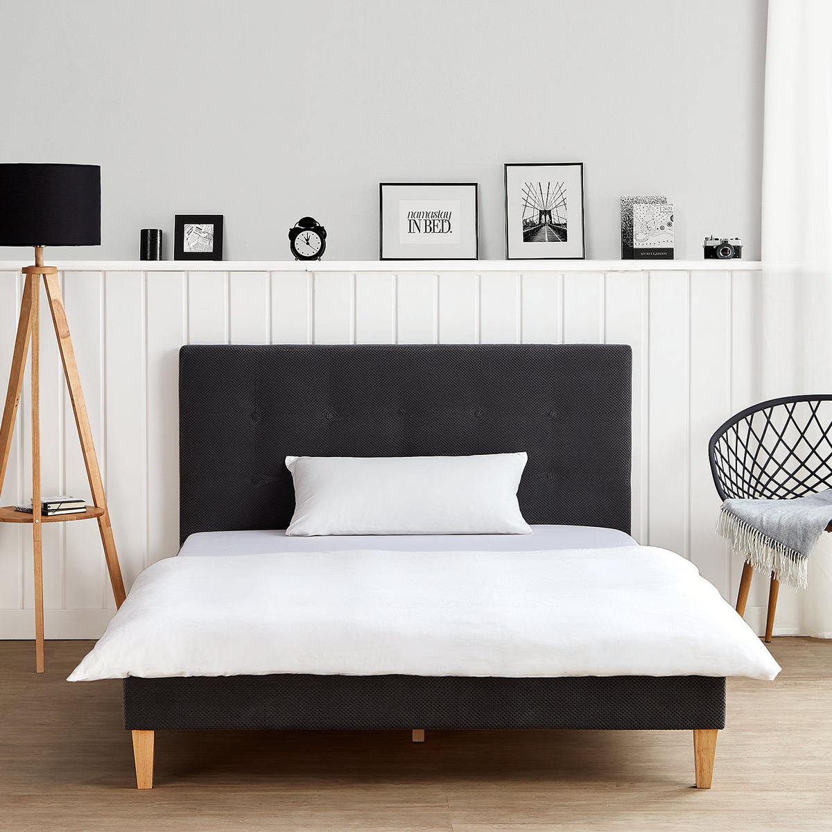 POLSTERBETT mit Matratze 140/200 cm in Anthrazit - Grau, Textil (140/200cm) - Homestyle4u