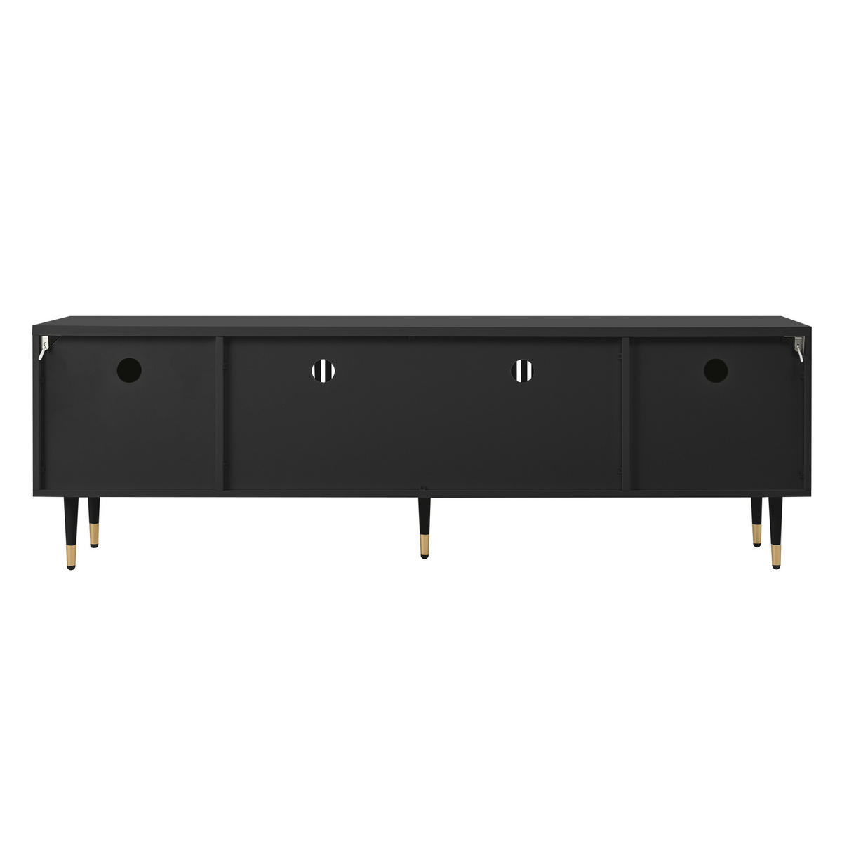 TV-SCHRANK aus MDF 170x36x54 cm Schwarz mit Kabelmanagement, 4 Türen und verstellbaren Füßen - Schwarz, Holzwerkstoff (170/54/36cm) - Modfu