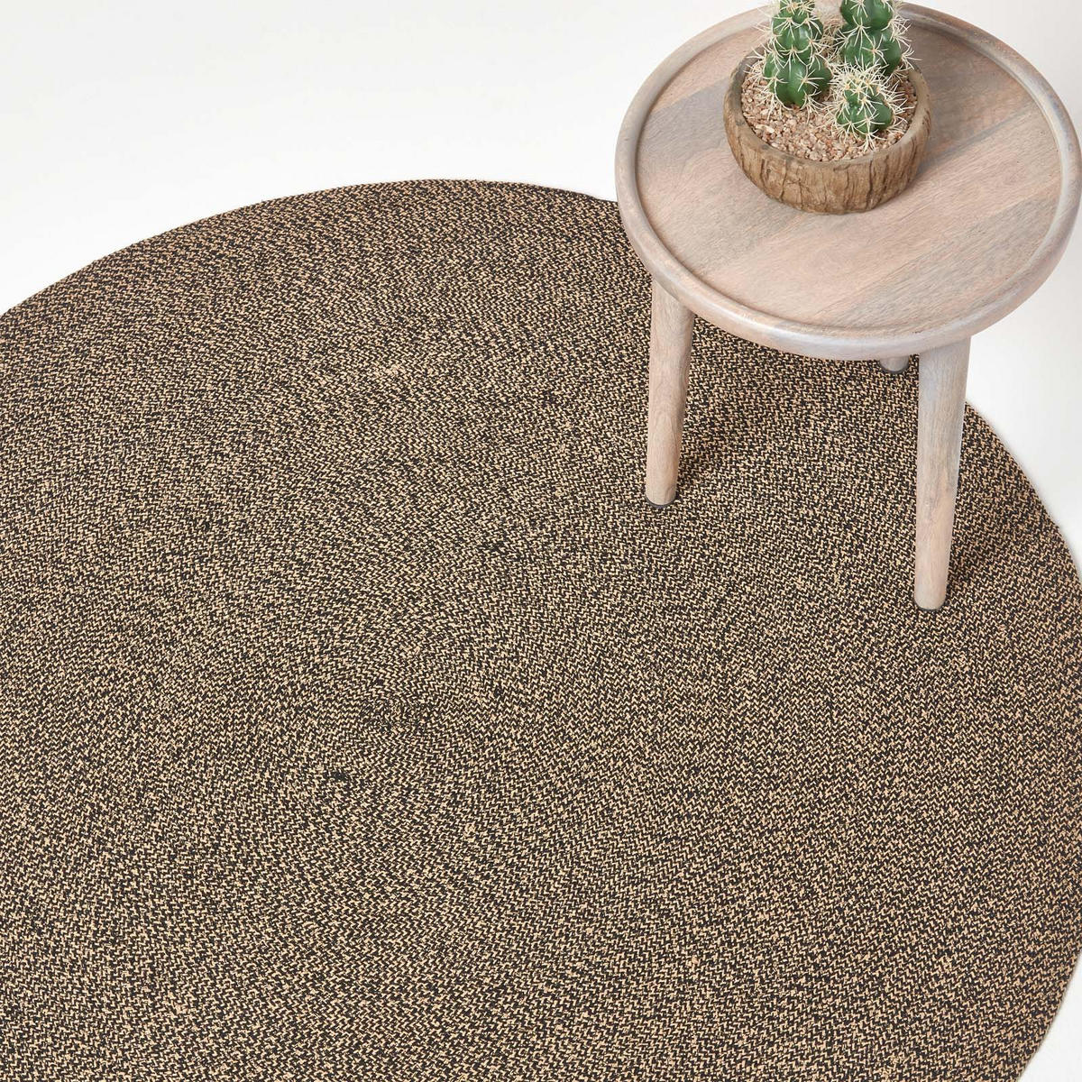 TEPPICH Melange geflochten rund 120 cm - Braun, Textil (120/120cm) - Homescapes