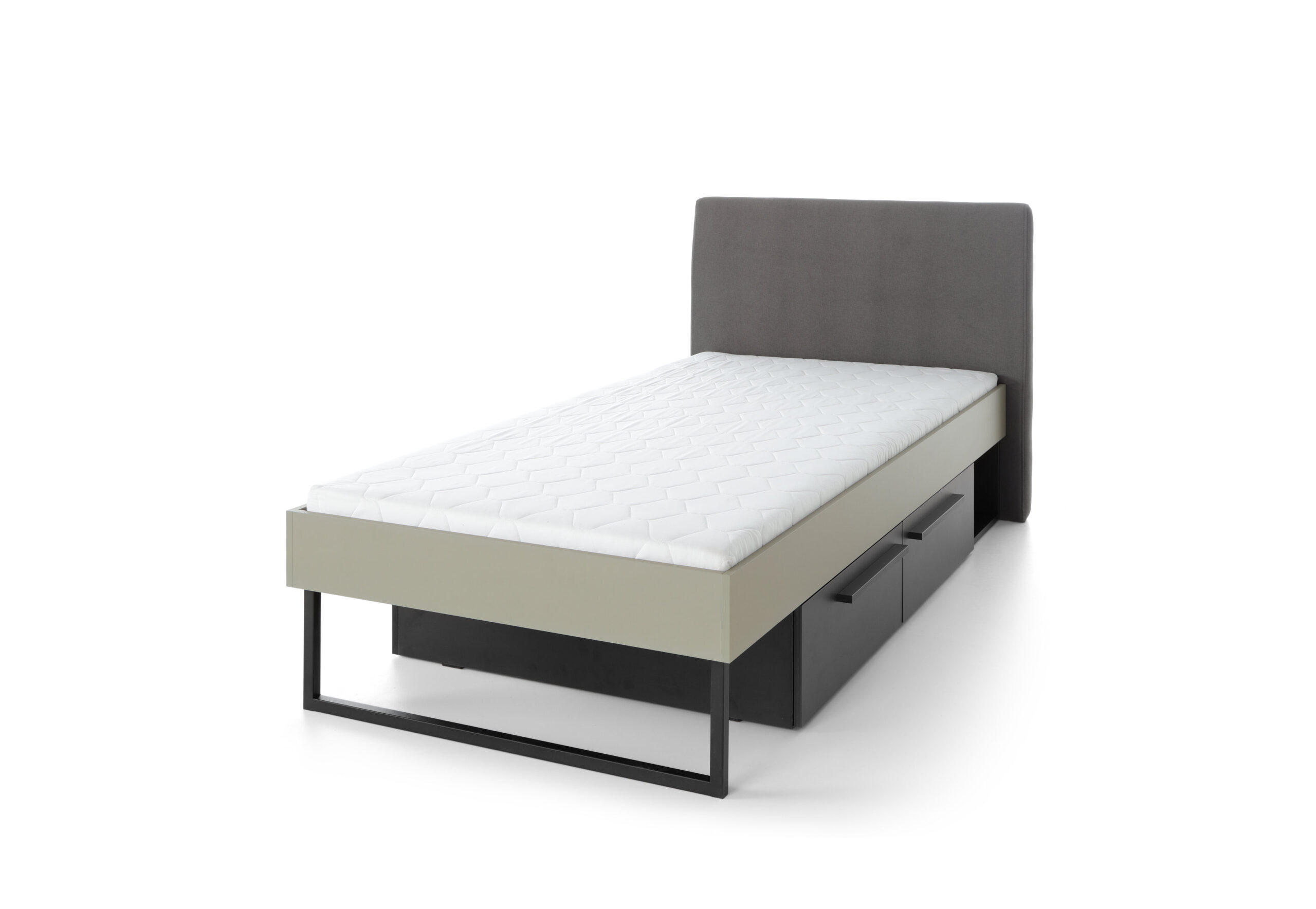 JUGENDBETT Sinus in Eukalyptus, Eiche & Schwarz Liegefläche 90 x 200 cm - Grün, Holzwerkstoff