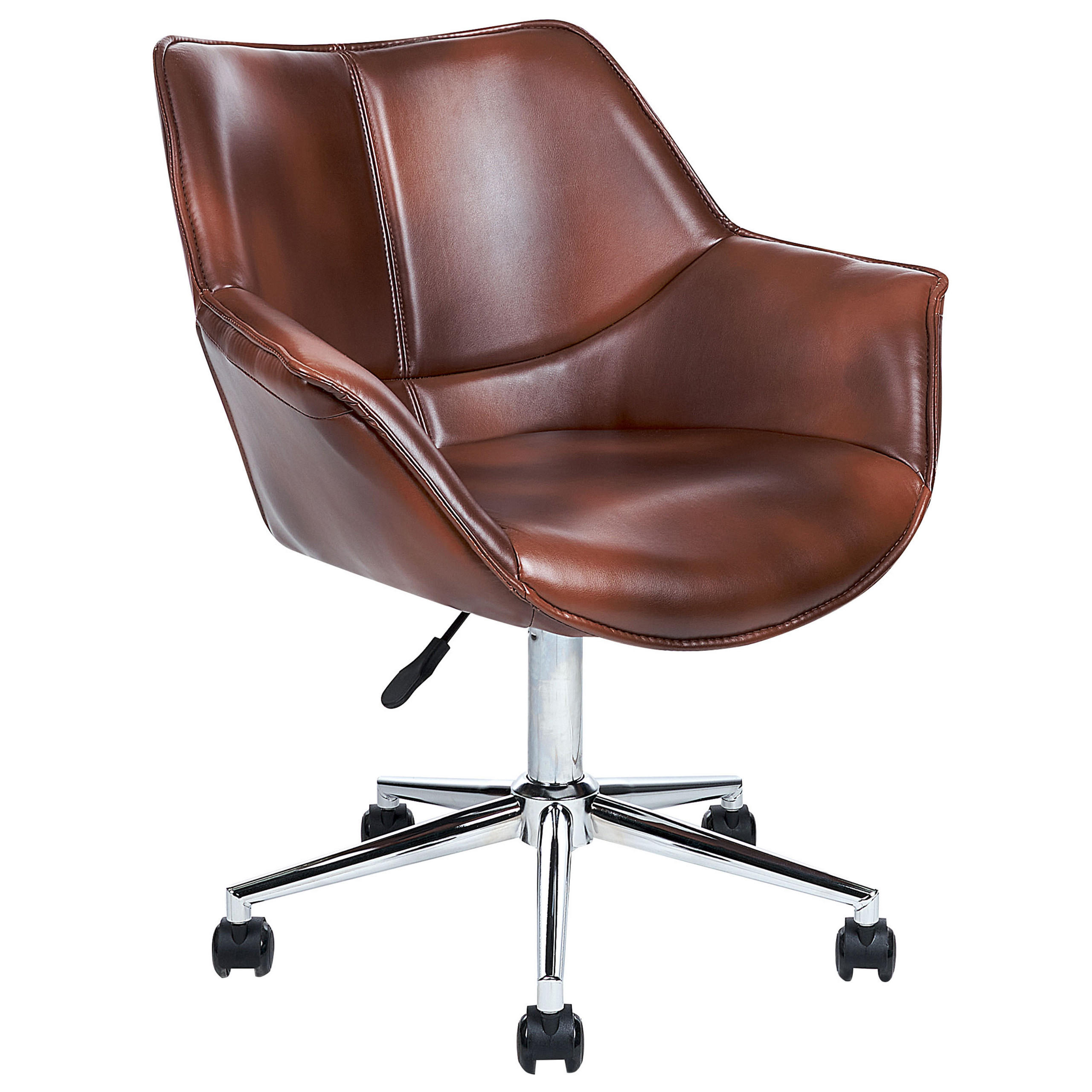 BÜROSTUHL Kunstleder Braun Newdale - Braun, Textil/Metall (62/79/62cm) - Beliani