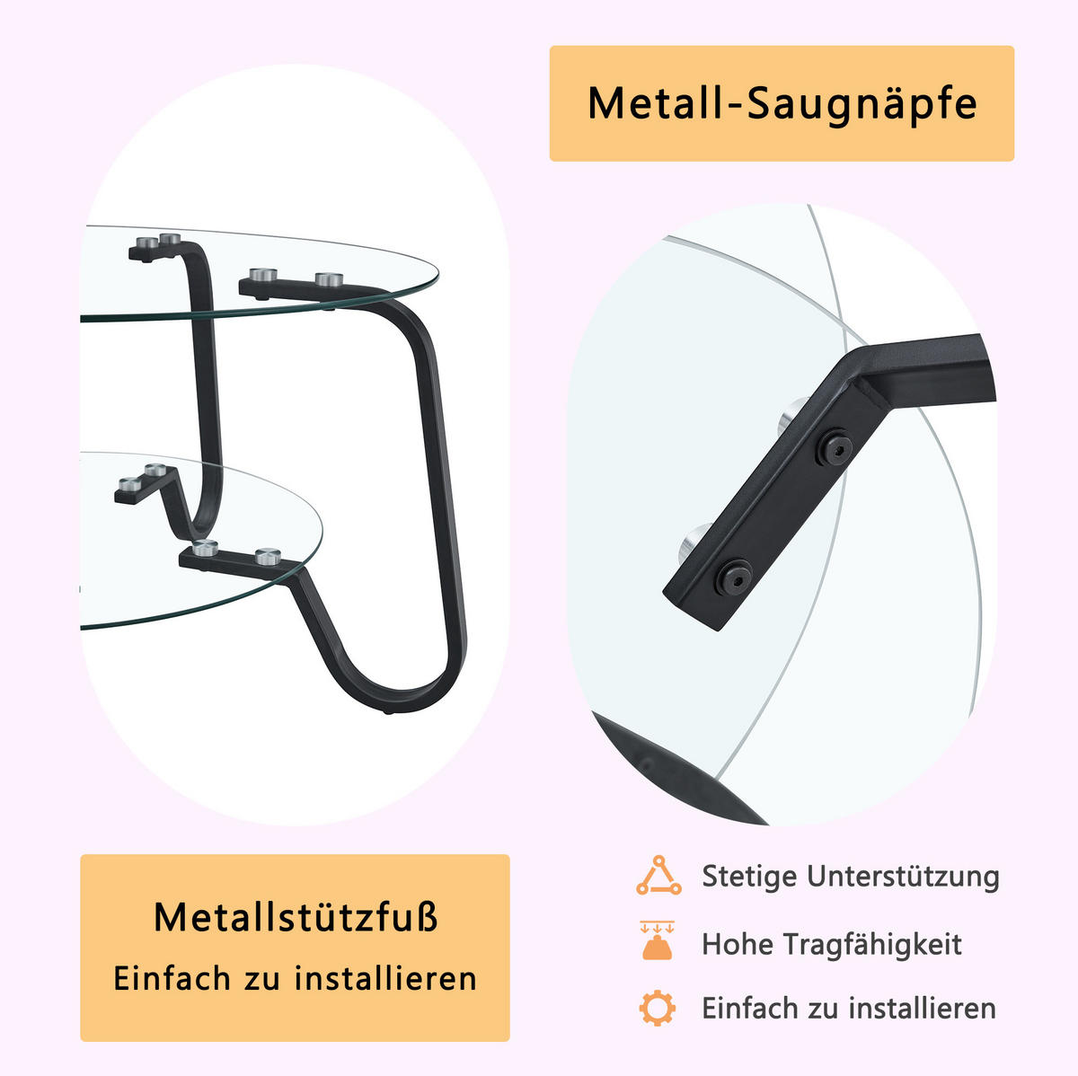 COUCHTISCH in 80/80/45 cm Schwarz aus Metall mit 2 Ebenen - Schwarz, Metall (80/80/45cm) - OKMYHOME