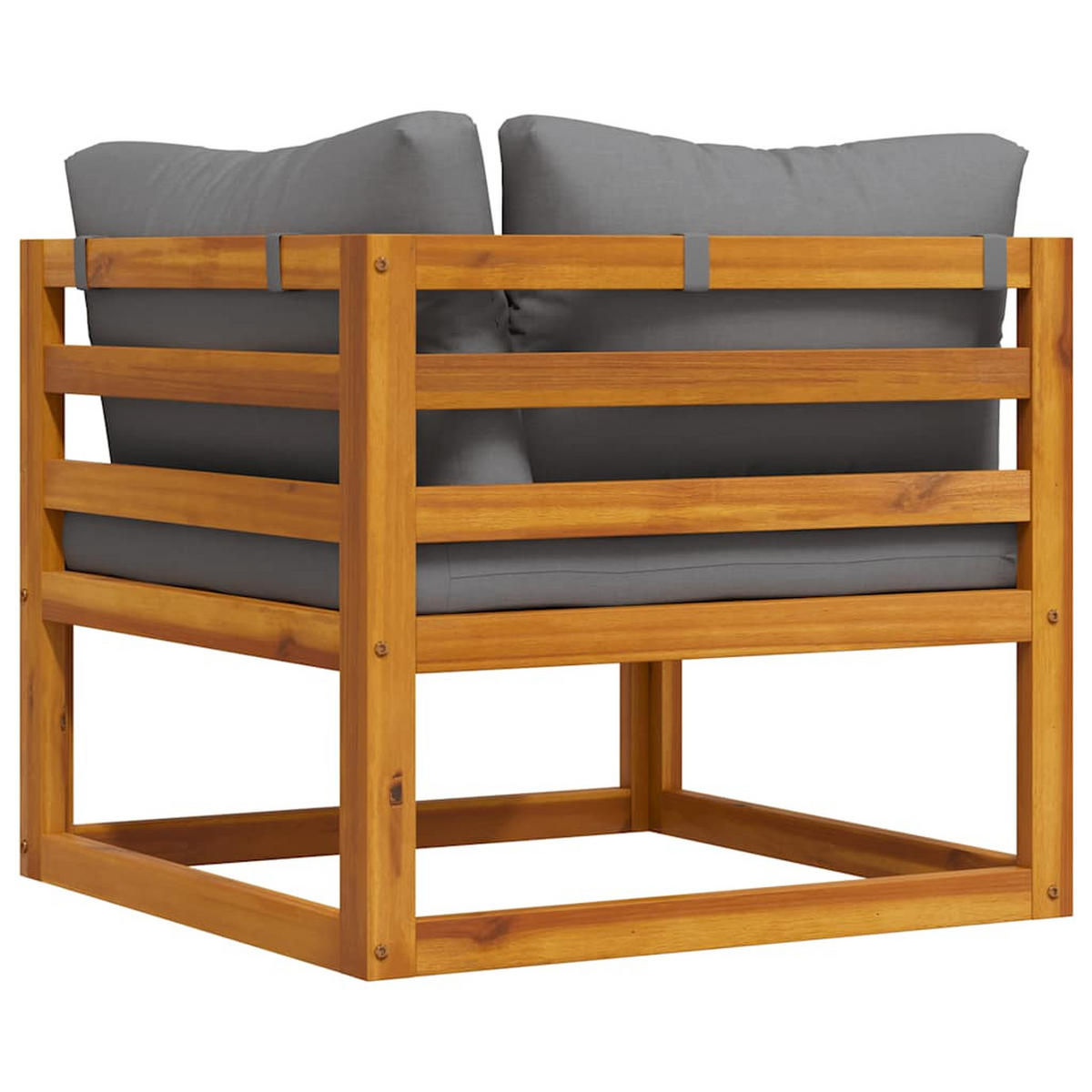 MODULAR-ECKSOFA Mit Dunkelgrauen Kissen Akazie Massivholz - Grau, Holz (70/60/70cm) - vidaXL