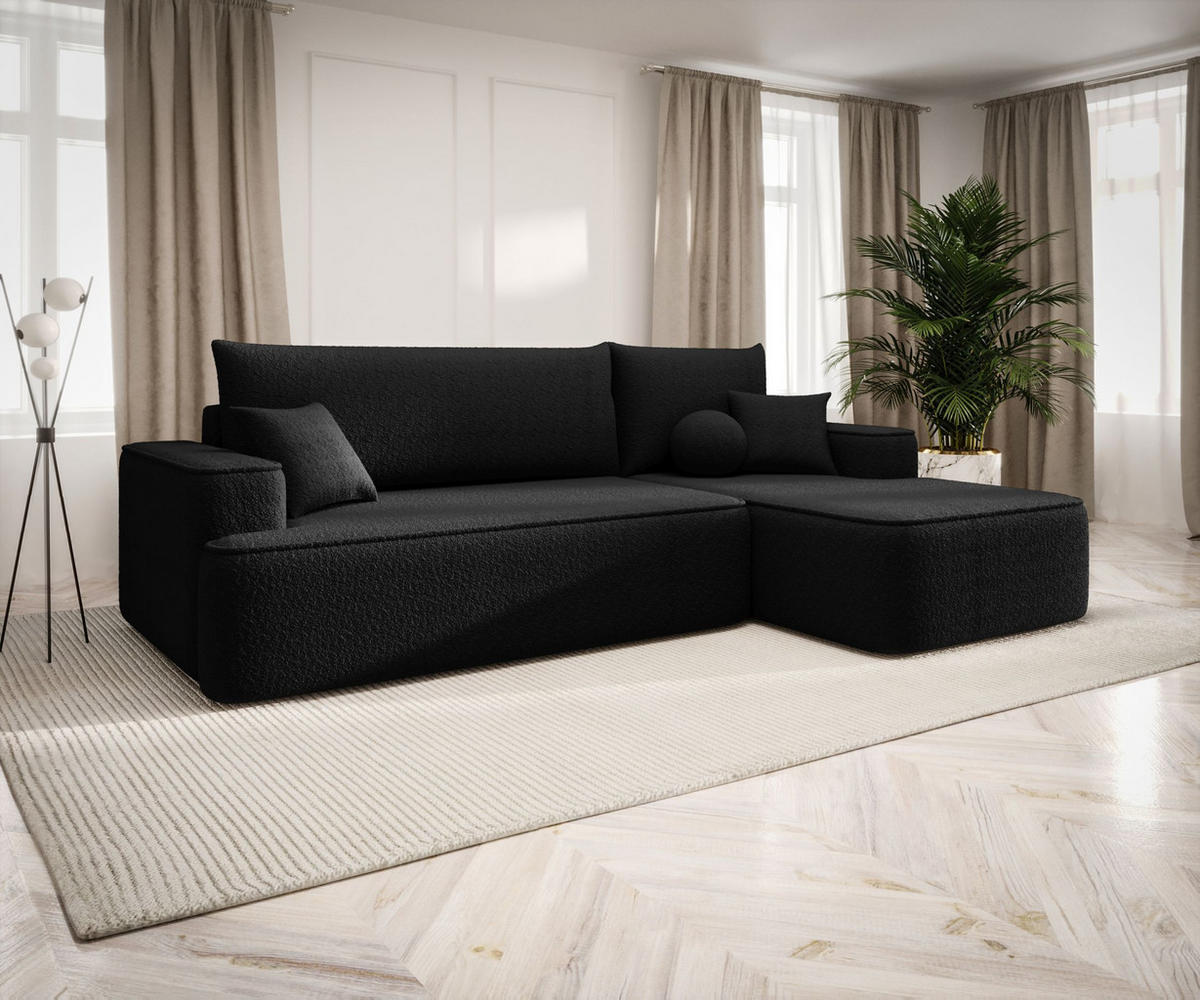 ECKSOFA mit Schlaffunktion FIGO Quelle 100 Rechts - Schwarz, Textil (250/150cm) - Bedante