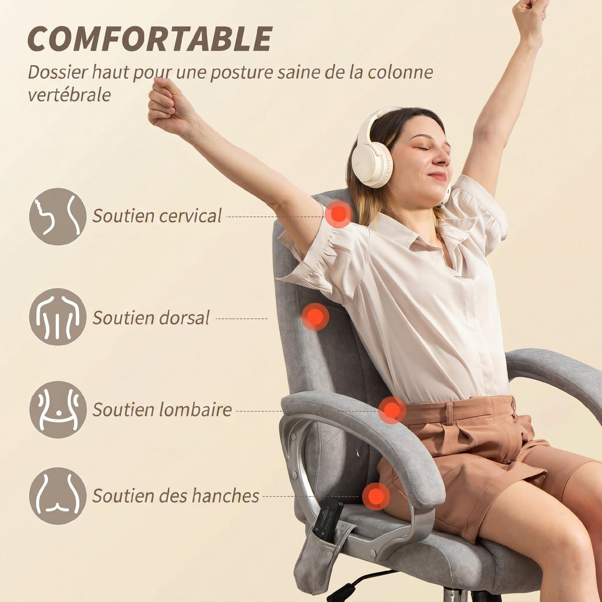 BÜROSTUHL Grau, Massage- & Heizfunktion, Höhenverstellbar, 66/70/111-119 cm - Grau, Metall (70/119/65cm) - PANGIVO