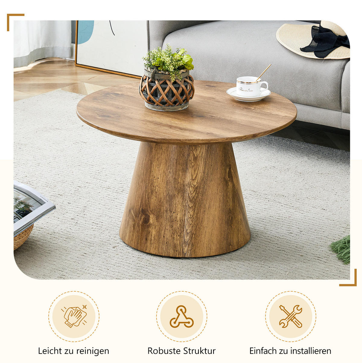 BEISTELLTISCH 60/60/35 cm, vielseitig als Couchtisch oder Nachttisch mit MDF in Holzoptik, Natur - Naturfarben, Holzwerkstoff (60/60/35cm) - Modfu